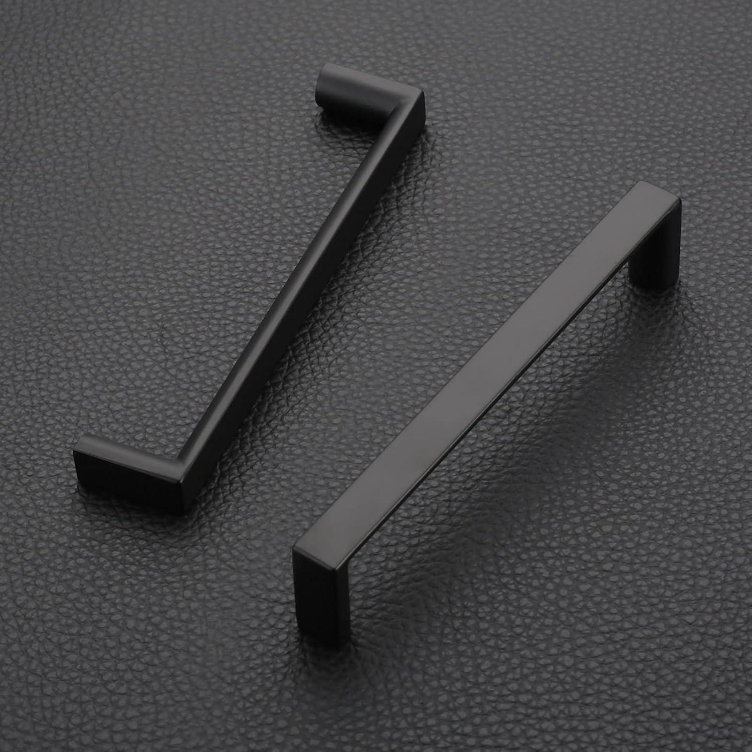 Matte Black Zinc Modern Cabinet Bar Pulls with Mounting Hardware