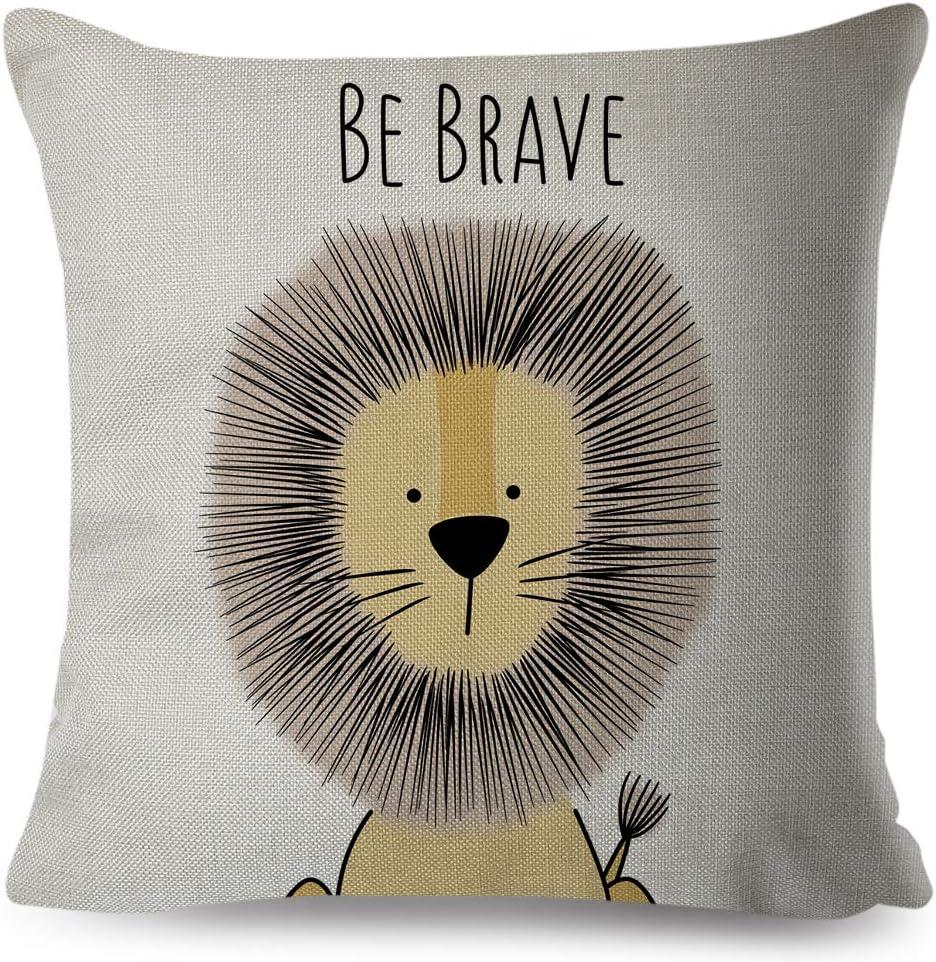 Cartoon Animal Pillow Covers Kids Pillowcase 18×18 Inch Set of 4 Throw Pillow Covers Set Cotton Throw Cushion Case for Sofa Couch Home Decor School Cushion Case(Hippo, Giraffe, Lion, Crocodile)