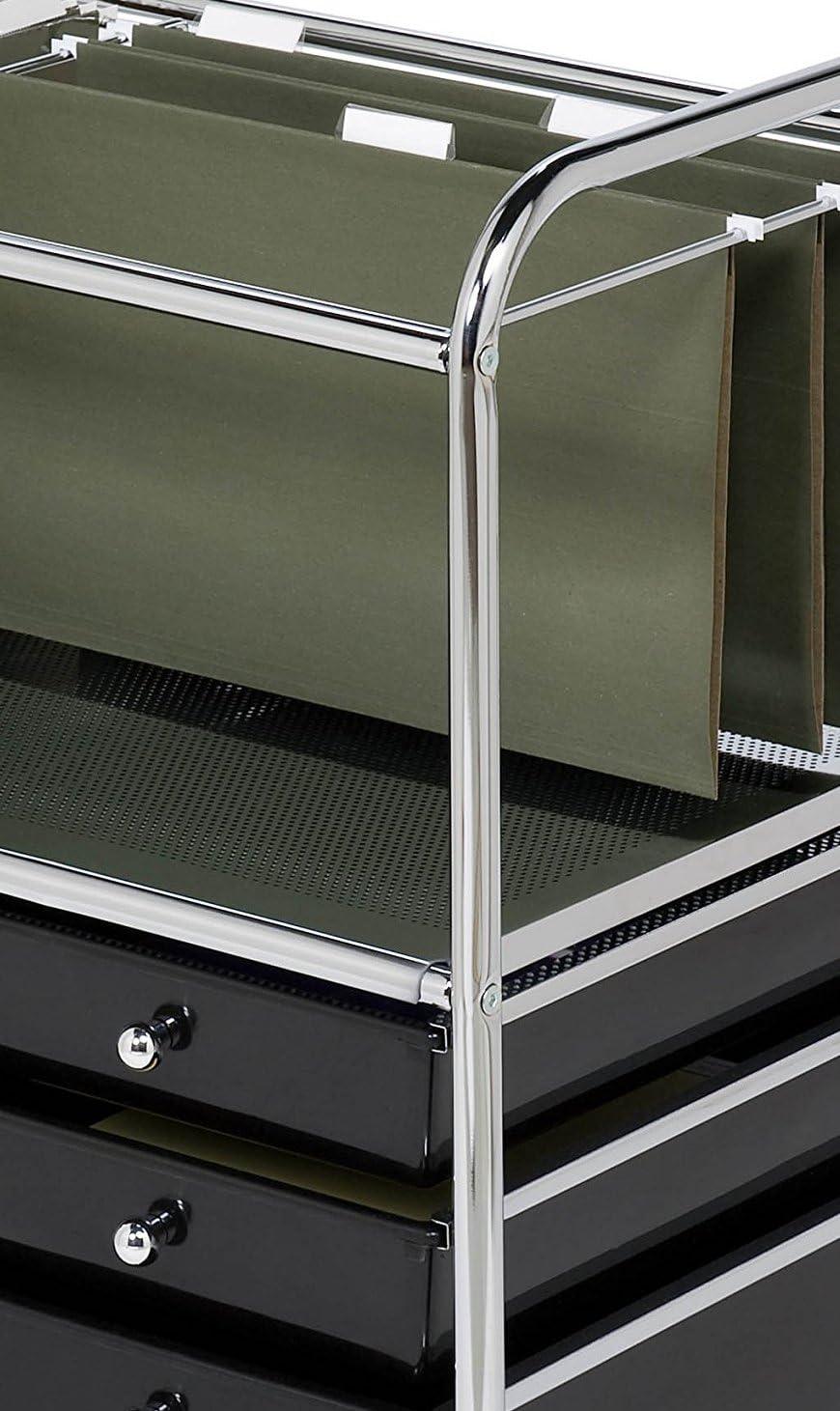 Honey-Can-Do Steel and Plastic 5-Drawer Rolling File Storage Cart, Black/Chrome