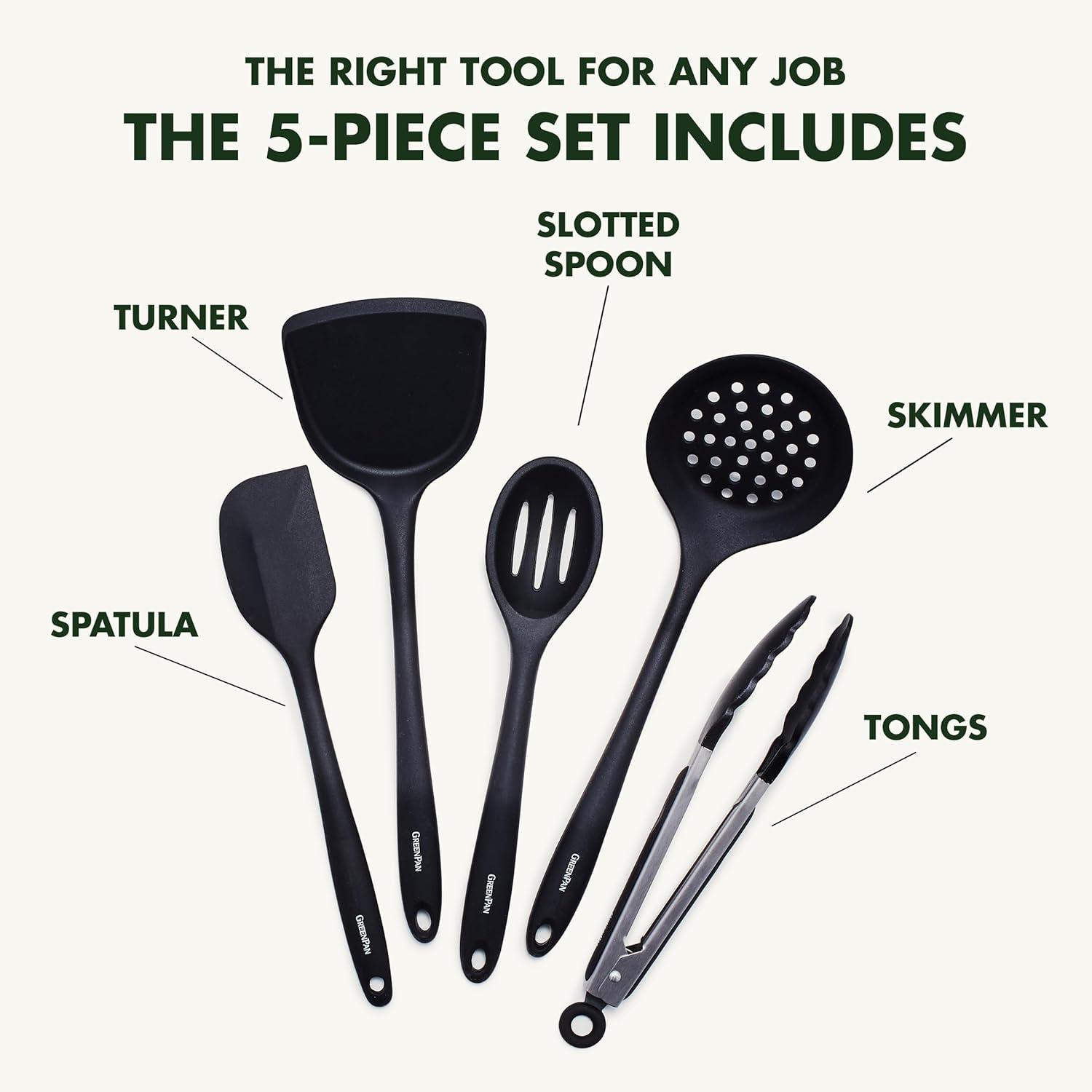 Black Silicone 5-Piece Cooking Utensil Set