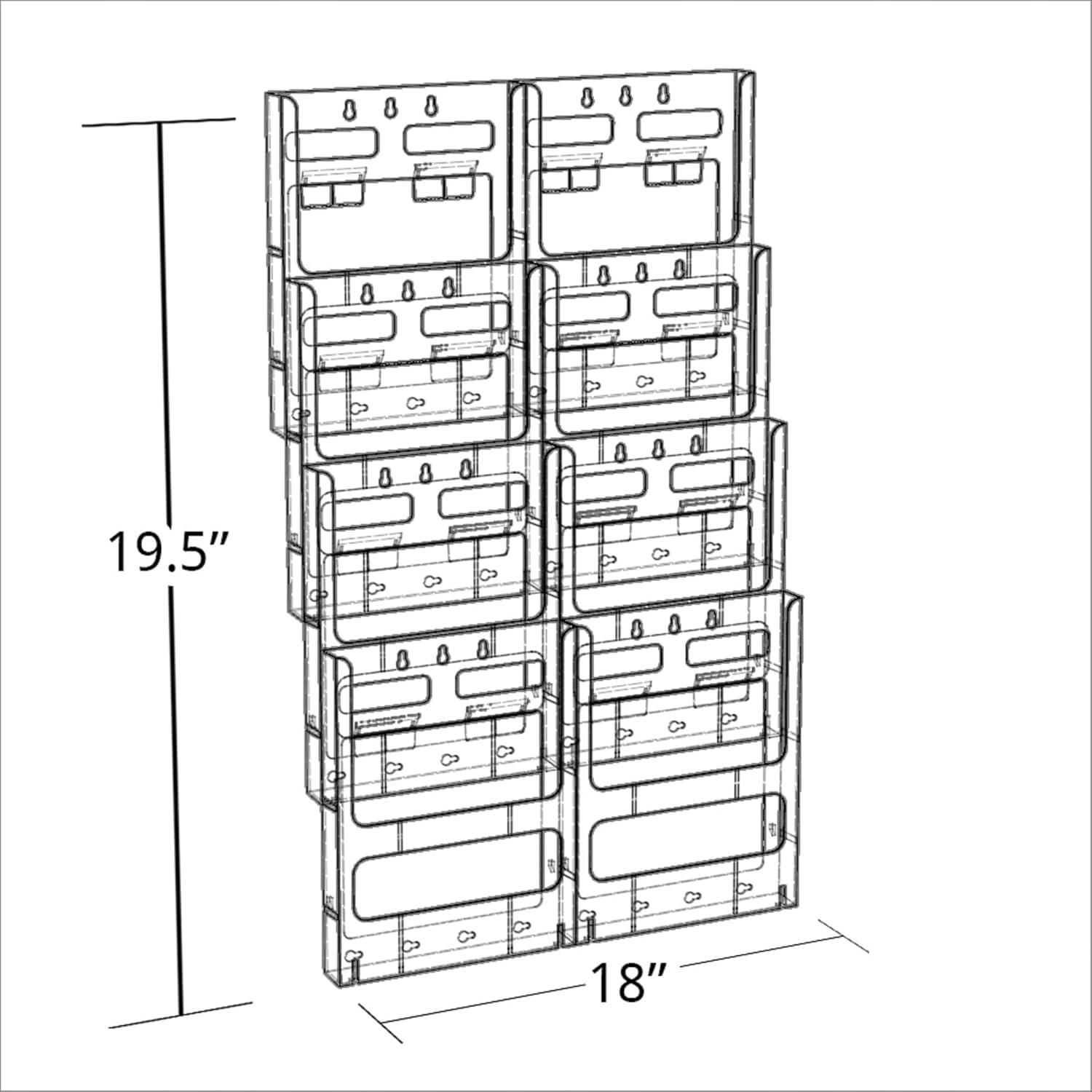 Azar Displays Eight-Pocket Letter Wall Mount