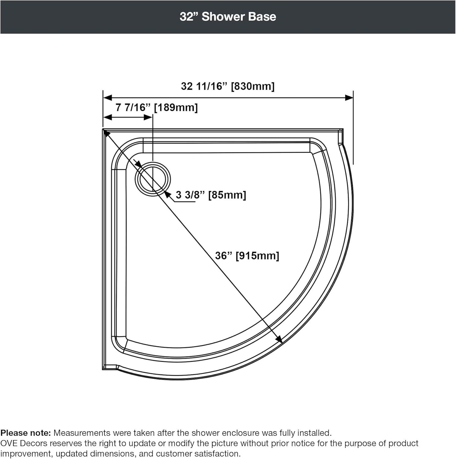 Breeze 32" Black Framed Frosted Glass Round Sliding Shower Kit