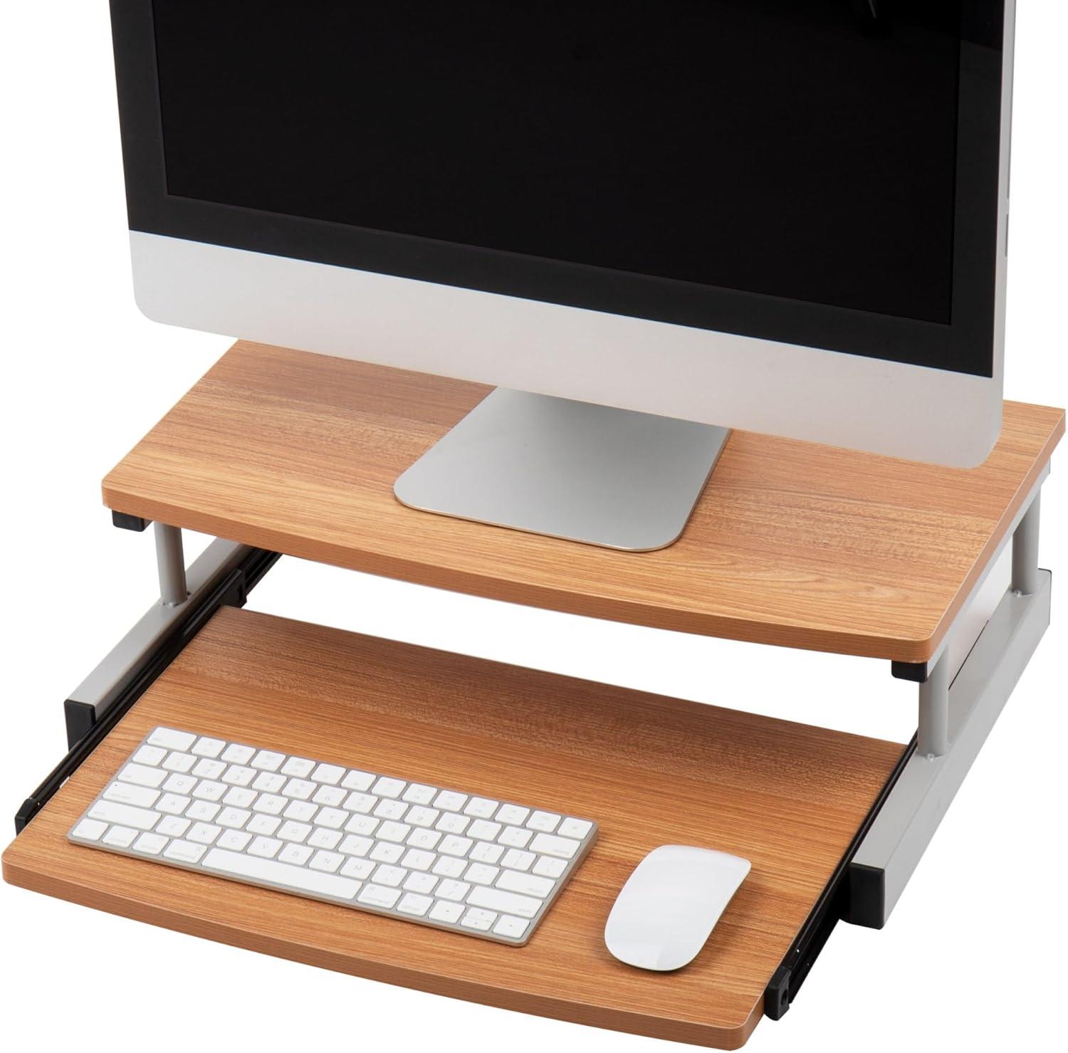 Monitor Stand, Sliding Keyboard Drawer, Laptop, Riser, Office, 20"L x 14.75"W x 5.9"H