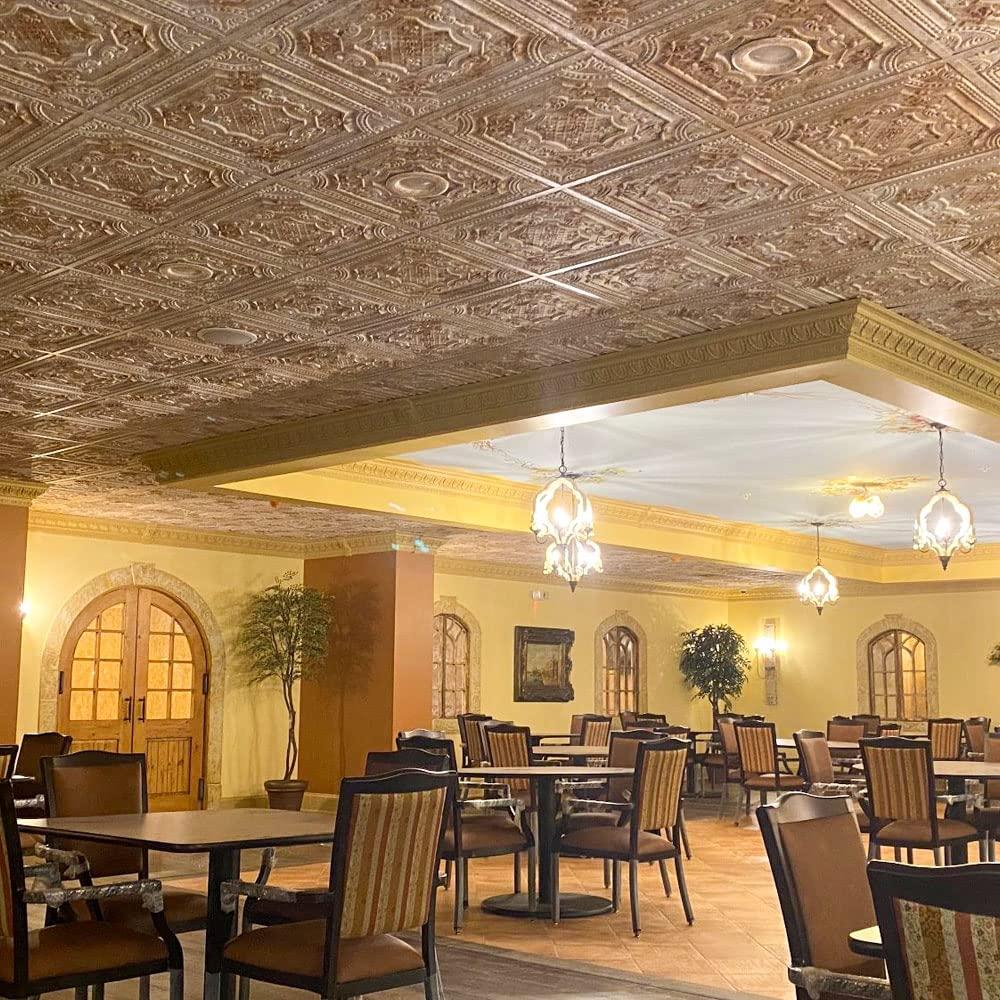 FromPlainToBeautifulInHours Elizabethan Shield 2 Ft. X 2 Ft. Drop-In Or Glue-Up PVC Ceiling Tile (Set of 25)