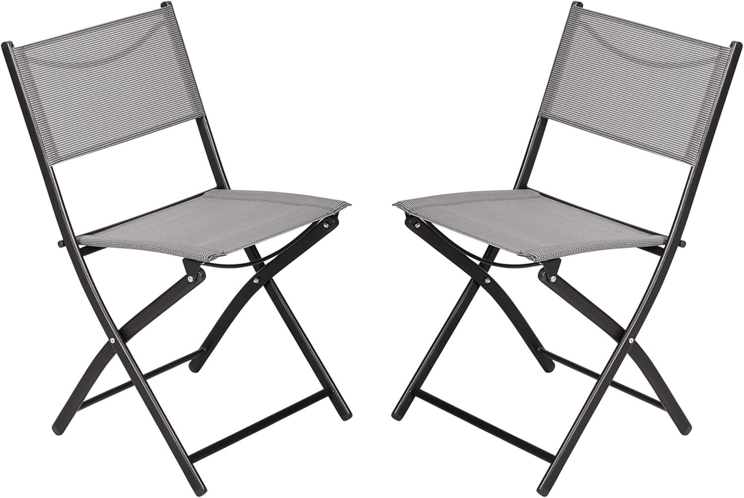 Flash Furniture Brazos Set of 2 Commercial Grade Indoor/Outdoor Folding Chairs with Gray Flex Comfort Material Backs and Seats and Black Metal Frames