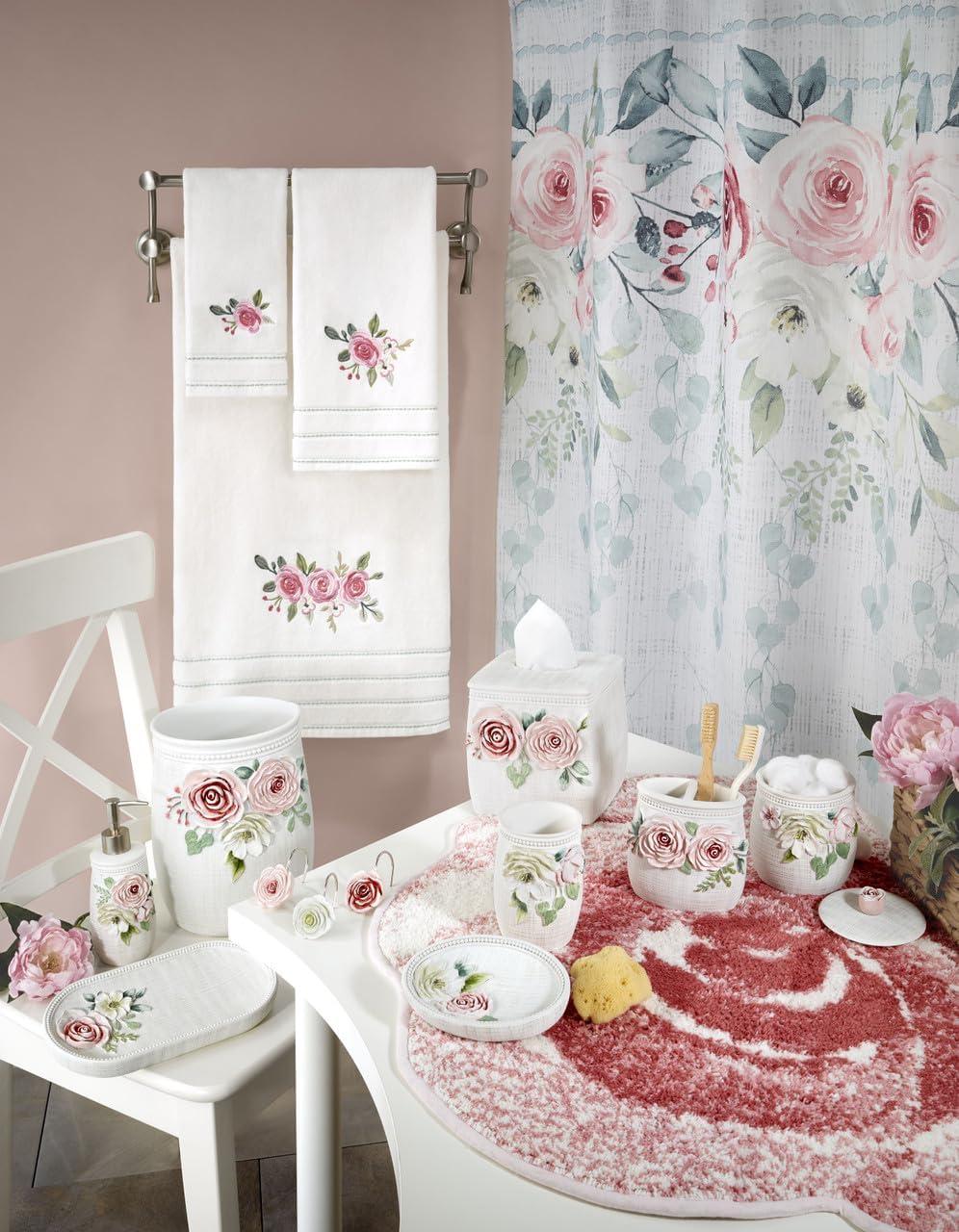 Floral Shower Curtain with Hooks Included