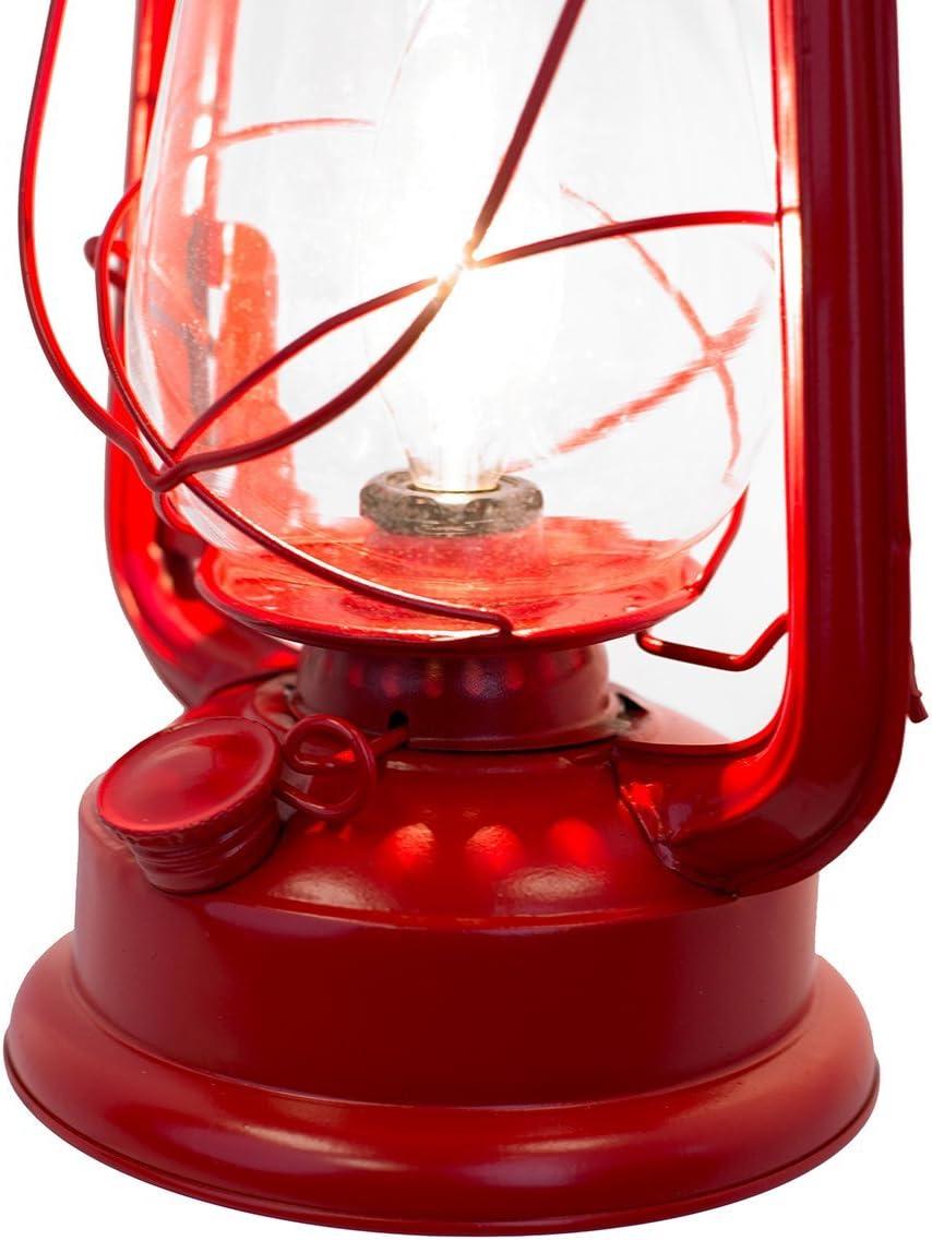 Large Red Rustic Lantern Wall Mounted Sconce with Glass Shade