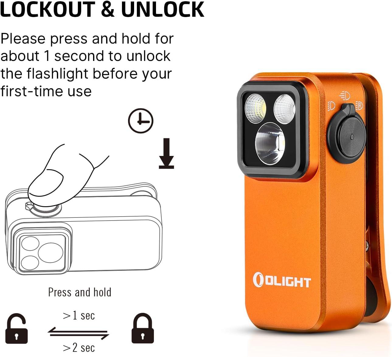 OLIGHT Oclip Pro EDC Flashlight Clip-on Light, Rechargeable 500 Lumens with Three Lighting Solutions Type-C Charging, Magnetic Flash Lights for Signaling, Cycling, Outdoor or Indoor Use(Orange)