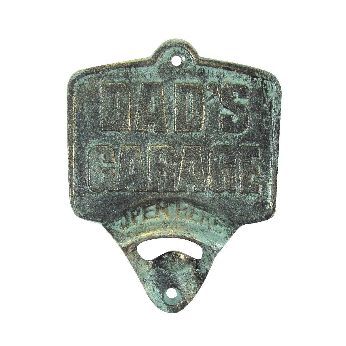 Cast Iron Dads Garage Open Here Beer Soda Cap Bottle Opener Wall Mount Bar Pub Gift