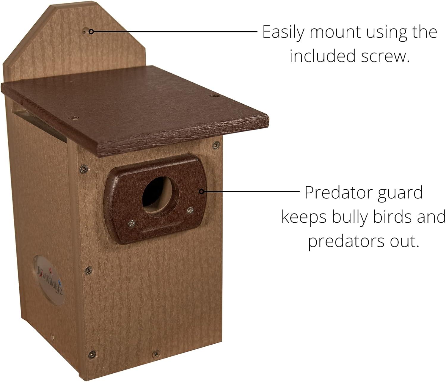 JCs Wildlife Recycled Poly Lumber Standard Bluebird Bird House (Brown and Brown)