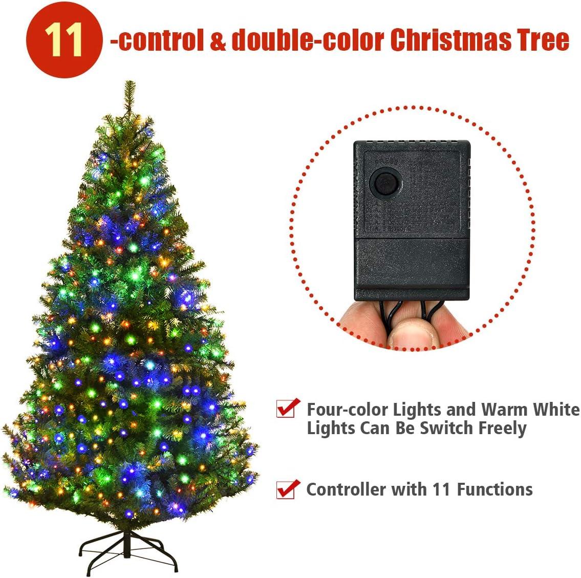 6 FT Pre-Lit Multicolor LED Artificial Christmas Tree with Metal Stand