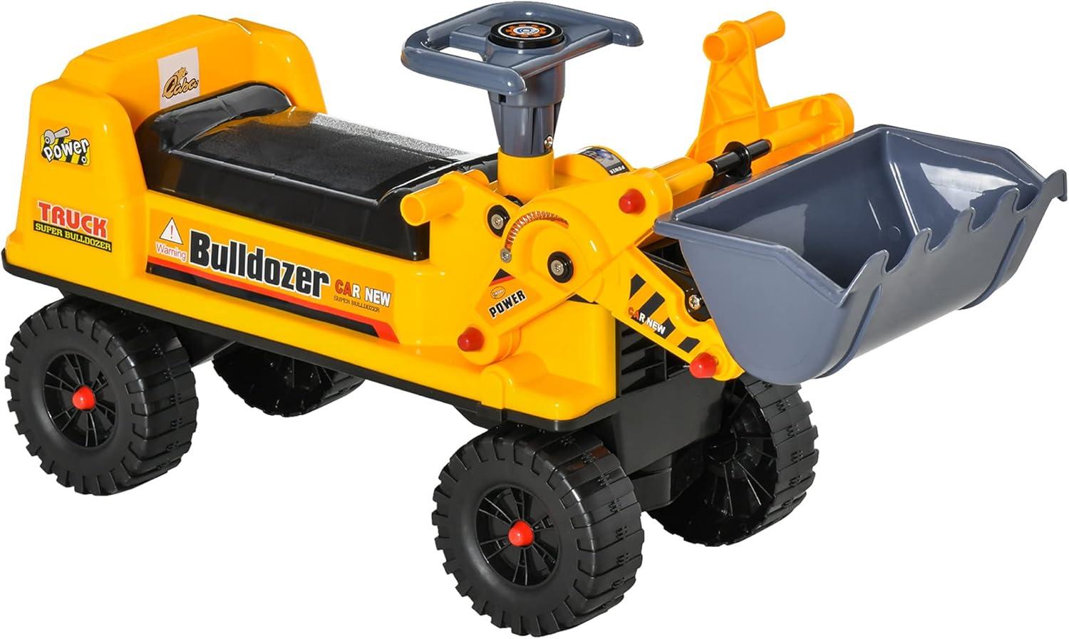 Aosom Kids Ride on Tractor with Storage, Excavator Scooter Gift for Kids