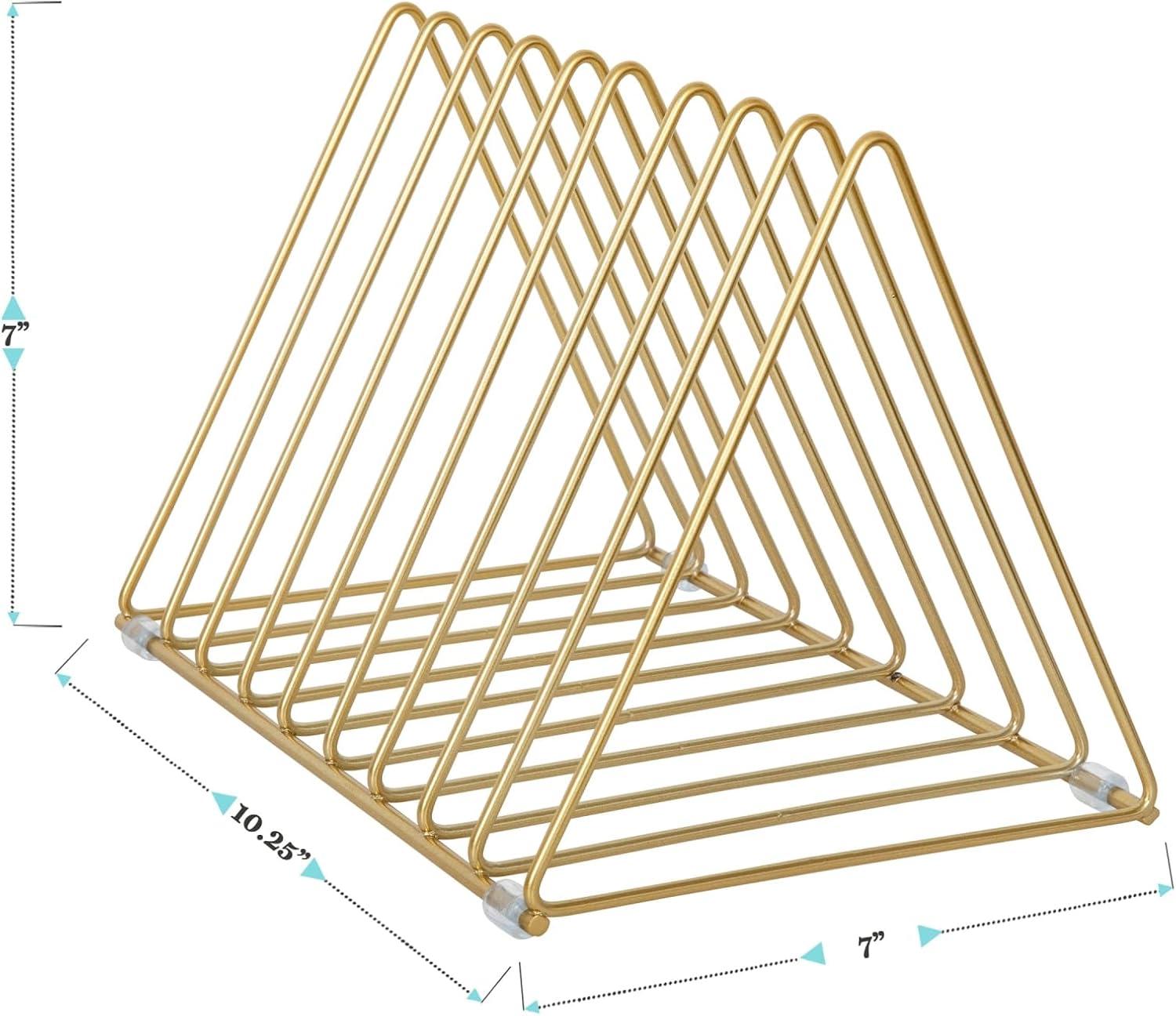 Gold Mesh Metal 9 Slot Triangle Magazine File Holder