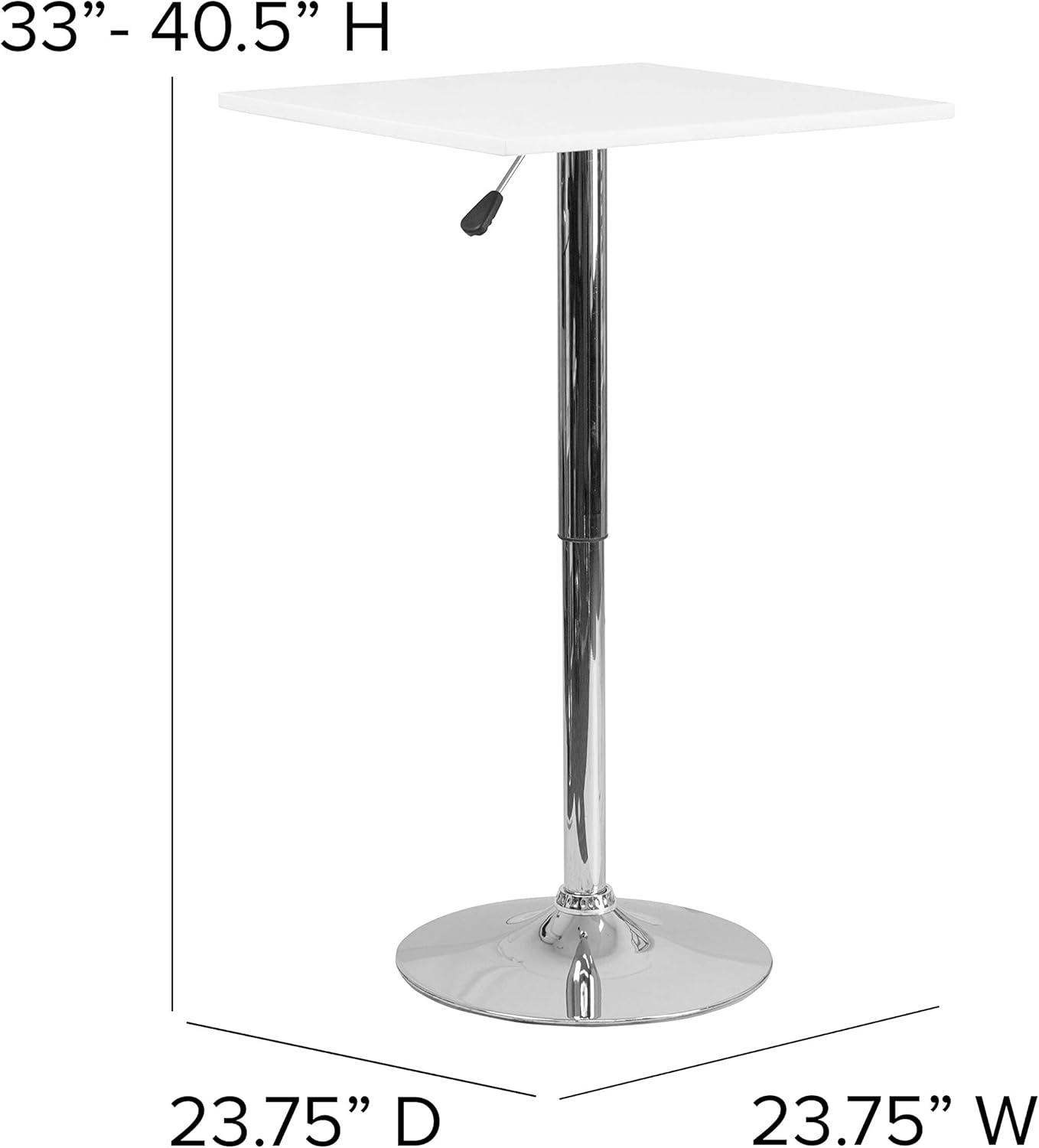 Flash Furniture 23.75'' Square Adjustable Height White Wood Table (Adjustable Range 33'' - 40.5'')