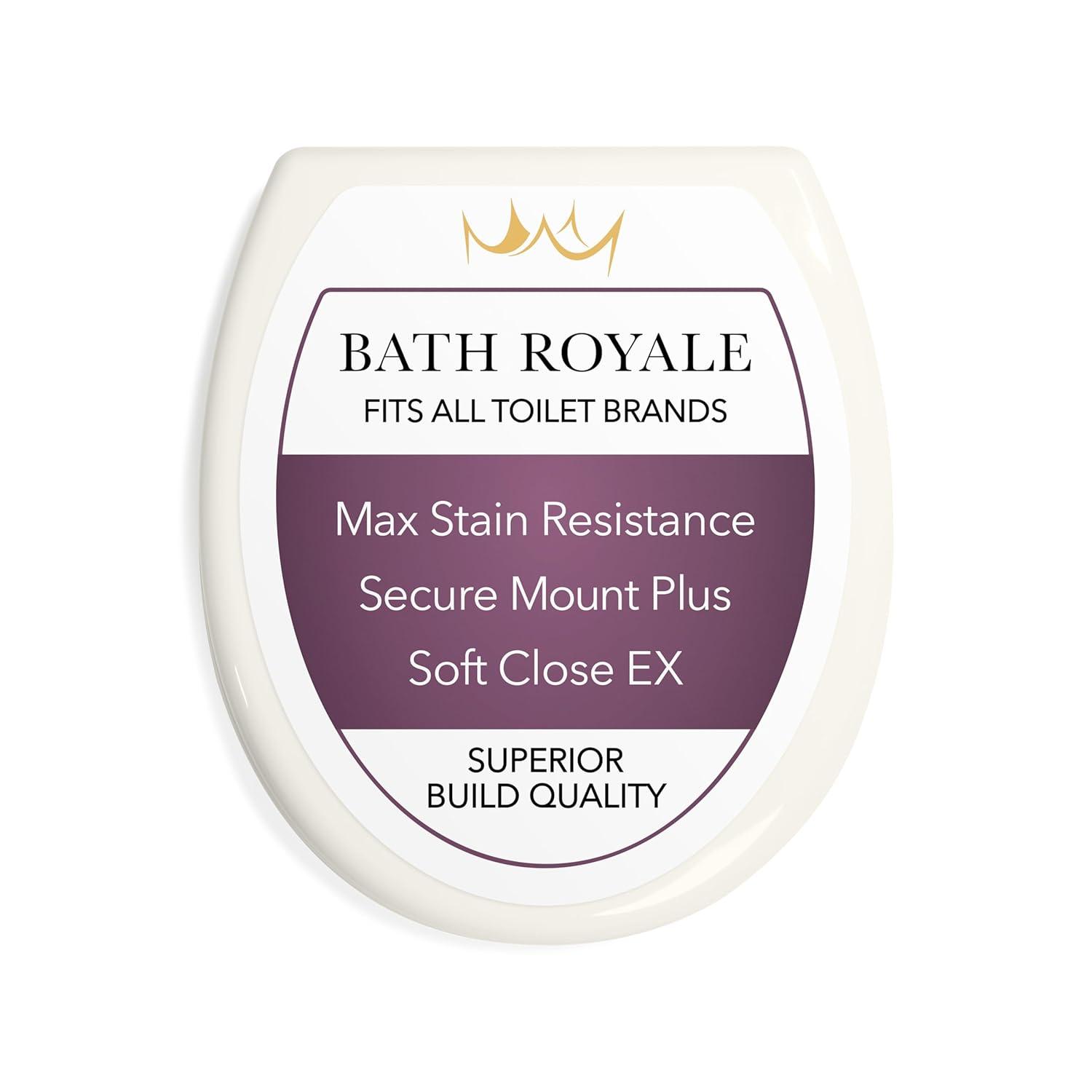 Round Toilet Seat Replacement with Cover BR500-01 Slow Close, Heavy Duty Sturdy, Stain-Resistant, No Jiggle and Easy to Clean, Fits All Toilet Brands, Executive Series - Biscuit/Linen,