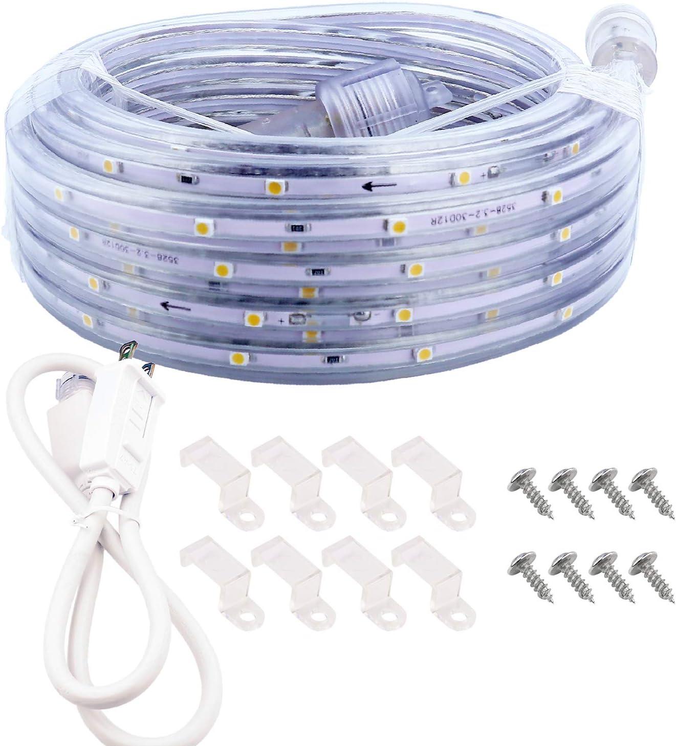 Led Strip Lights 16.4 Feet Outdoor Led Lights Waterproof 300 LEDs Flexible Led Light Strips Color Changing Music Sync RGB Rope Light with Remote Smart Led Lights for Bedroom Home Kitchen