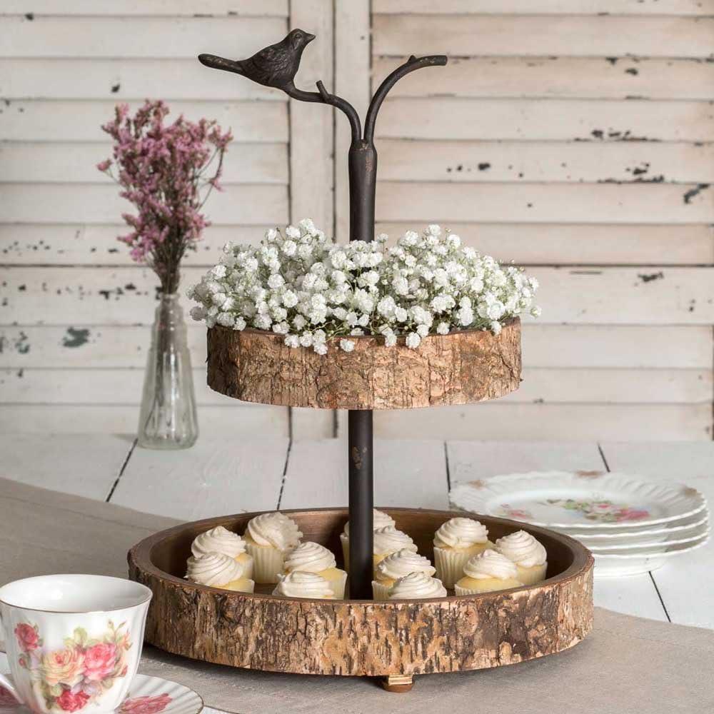 Colonial Tin Works: Bird and Birch Two Tiered Tray