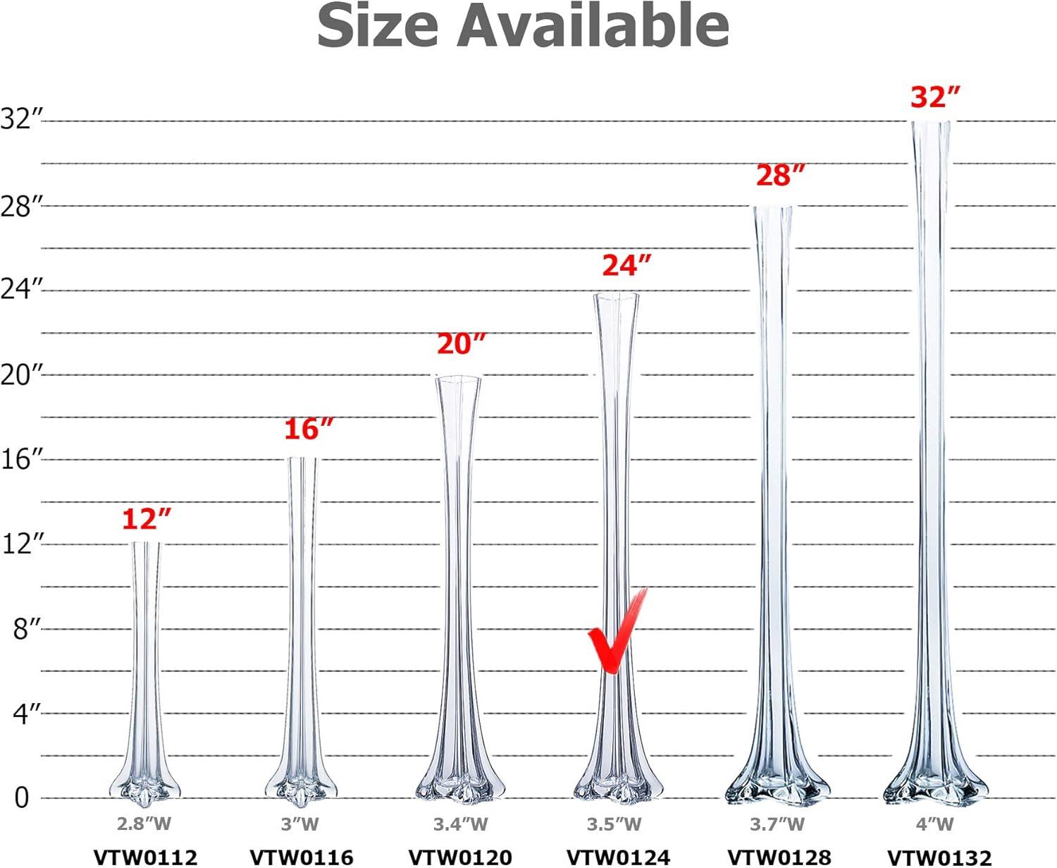 WGV Clear Eiffel Tower Vase - 1.5" Wide x 24" Height, Good quality, Heavy Weighted Base - 1 Pc