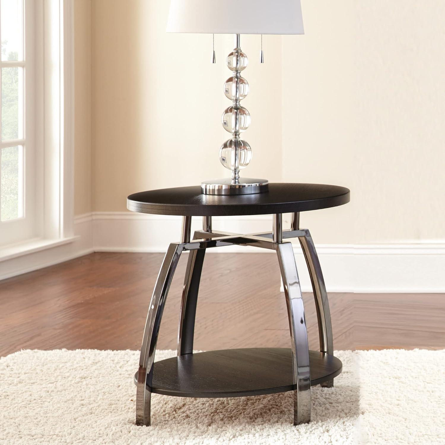 Steve Silver Coham Modern 23" Round Wood End Table, Brown