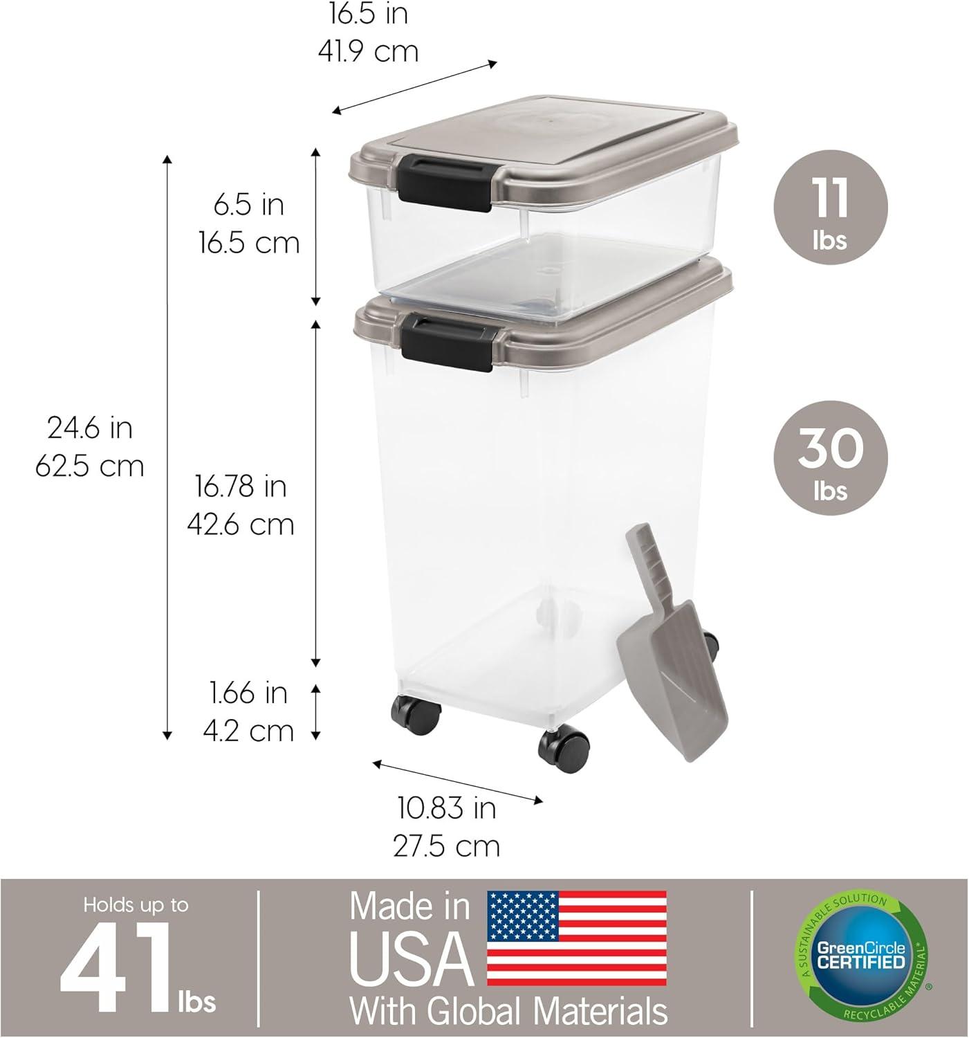 Zoey Tails 35 Lbs. WeatherPro Airtight Stackable Pet Food Storage Container Combo with Scoop & Treat Box