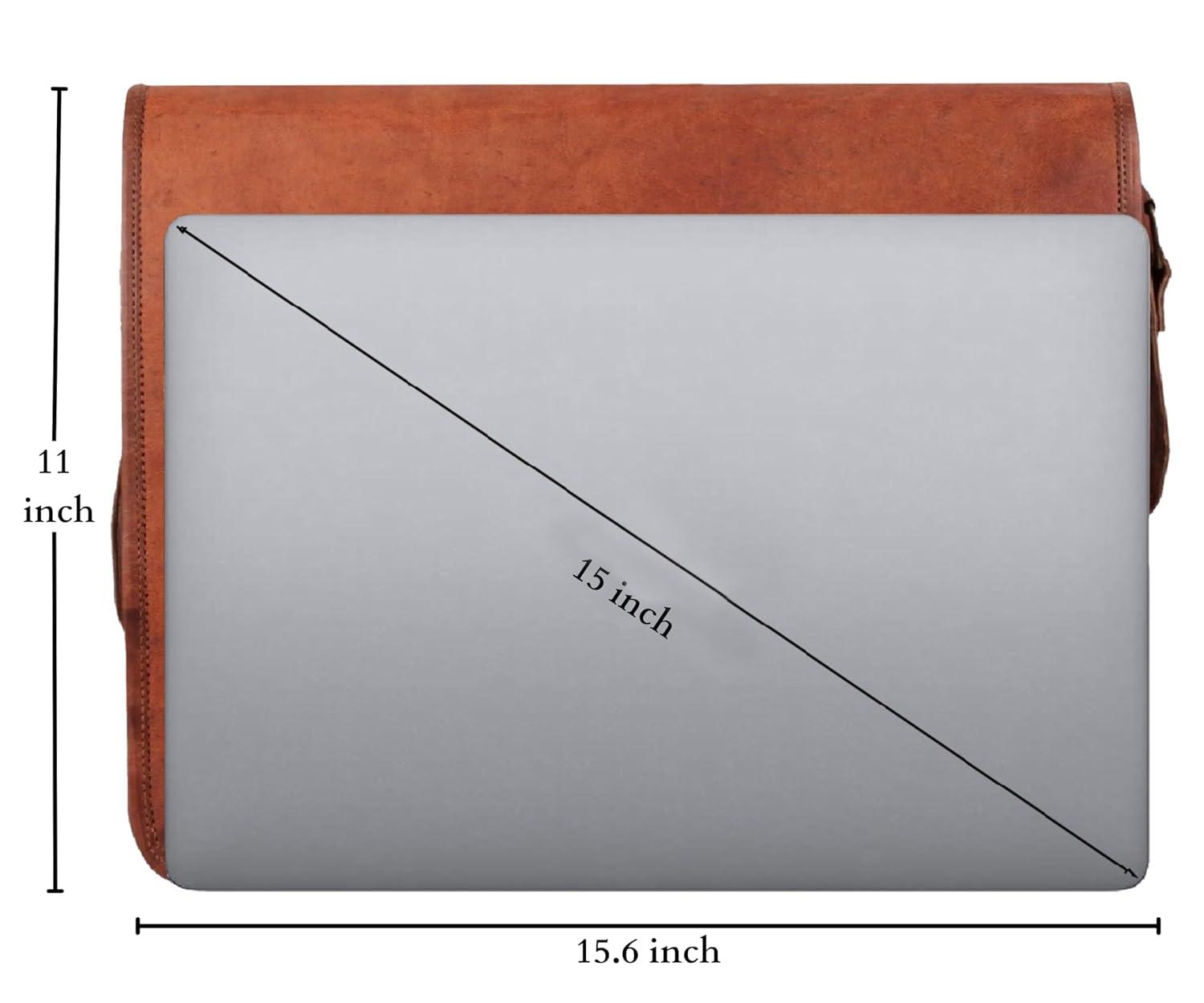 Messenger Bag Genuine Leather (Unisex, Adults, Brown, Medium) by Vintage Gallery!!