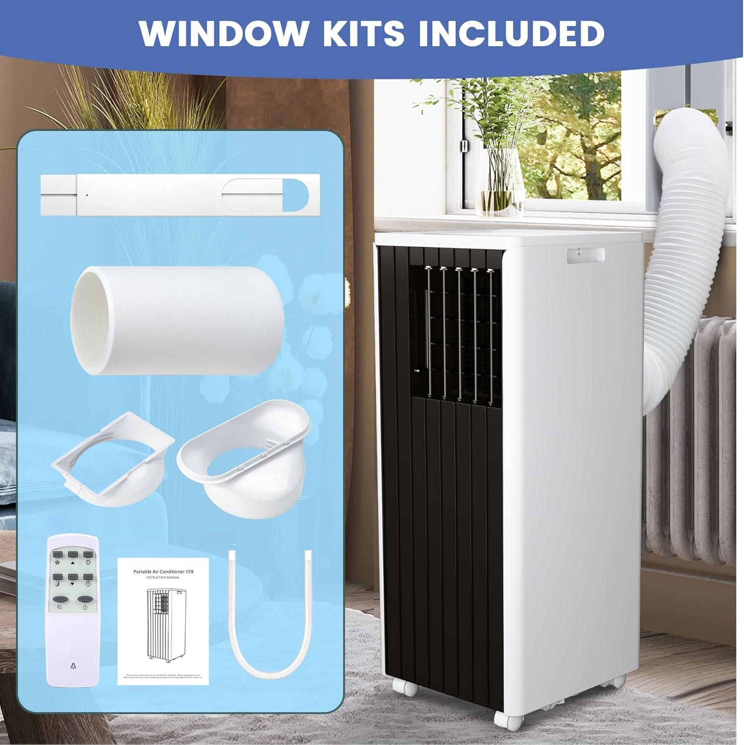 8000 BTU White and Black Portable Air Conditioner with Remote