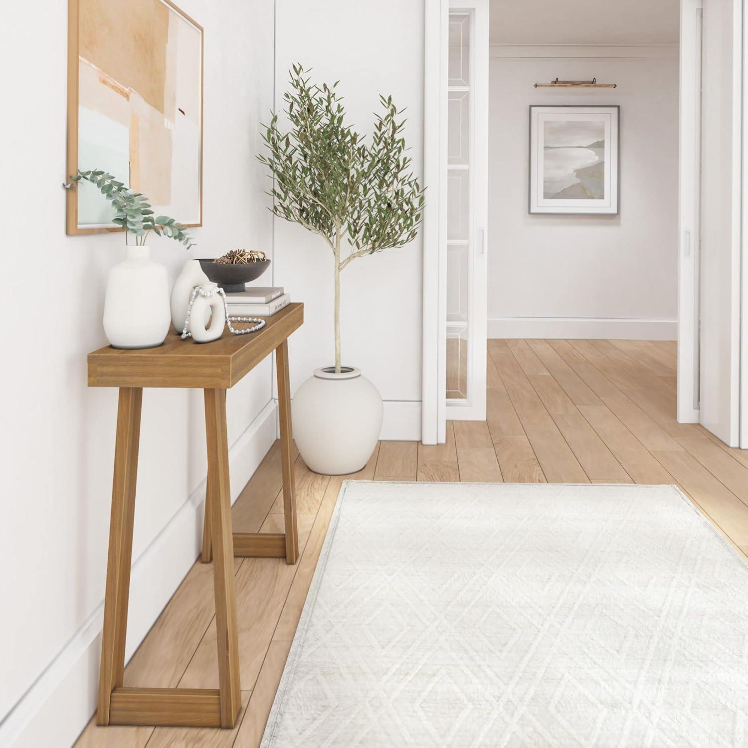 Millwood Pines Solid Wood Console Table, 36 Inch, Sofa Table, Narrow Entryway Table For Hallway, Behind The Couch, Living Room, Foyer, Easy Assembly, Pecan