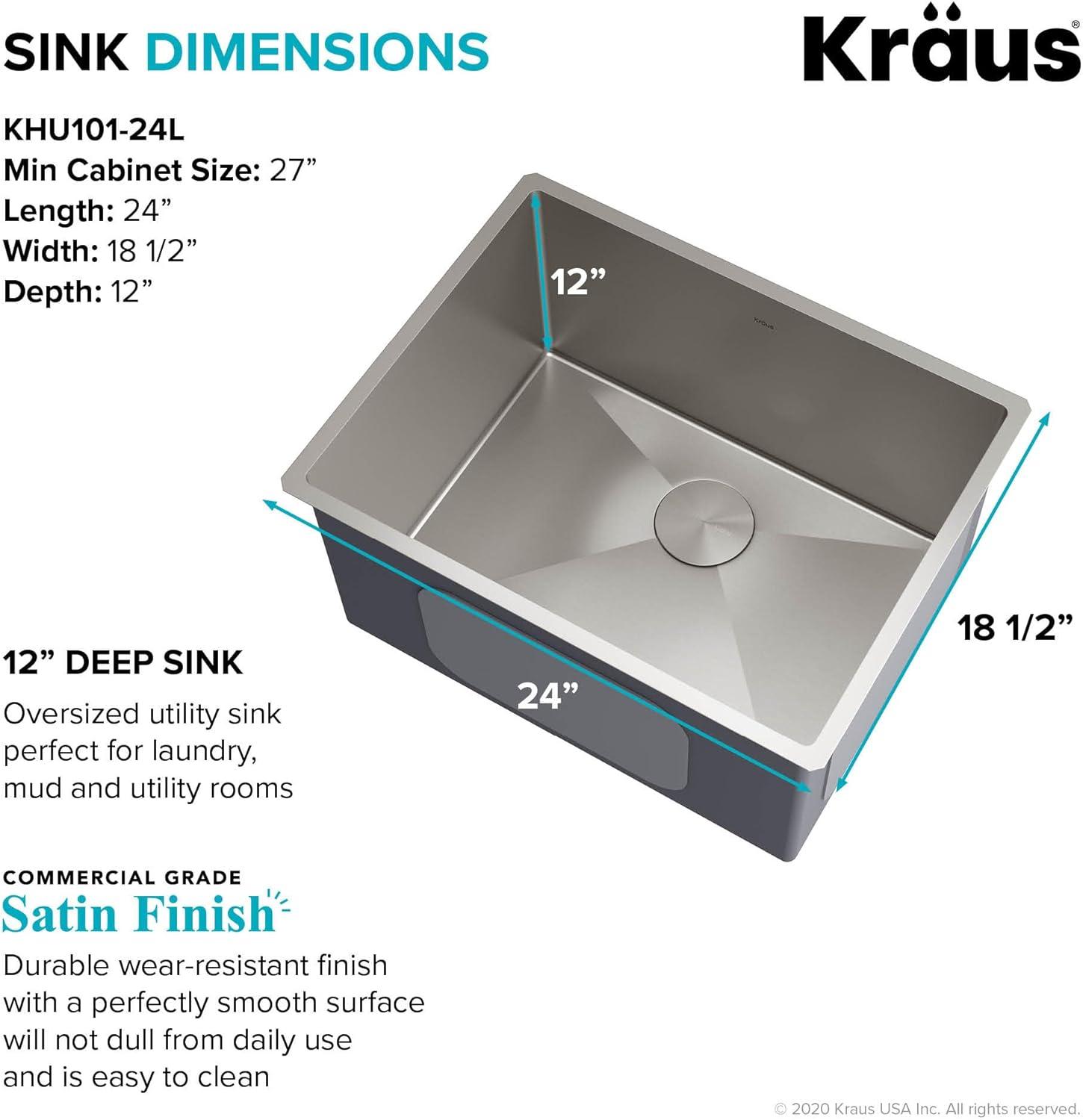 KRAUS Standart Pro Undermount 16 Gauge Stainless Steel Bar Kitchen Sink