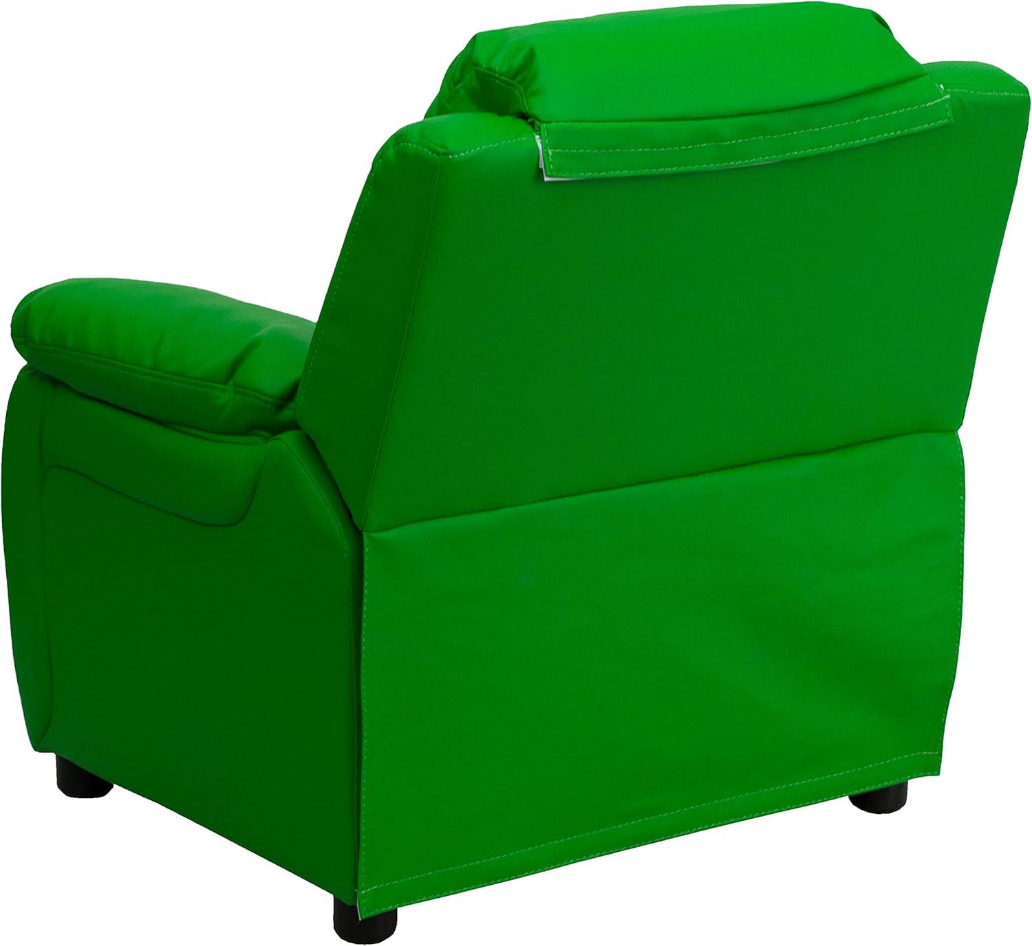 Green Microfiber Kids Recliner with Cup Holder