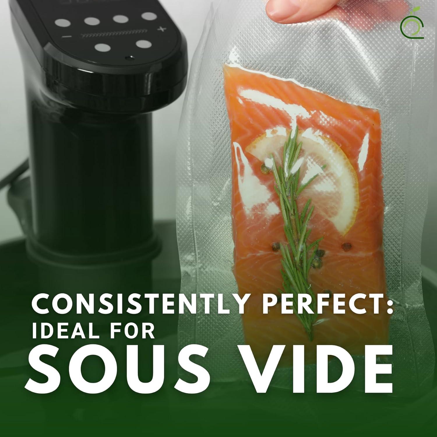 FoodVacBags 11" x 100' Bulk Vacuum Seal Roll - Convenient Dispenser Box with Cutter - Custom Size, Commercial Grade Food Saver Bag Roll - Food Storage, Seal a Meal in Food Sealer Bags