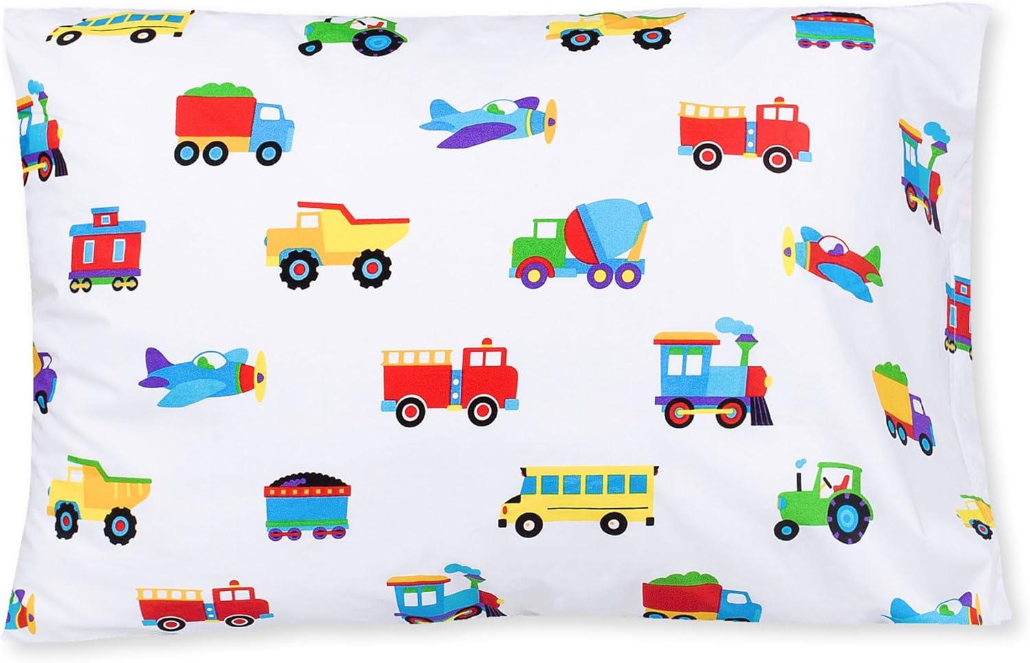 Trains, Planes And Trucks 100% Cotton Percale Geometric Pillowcase