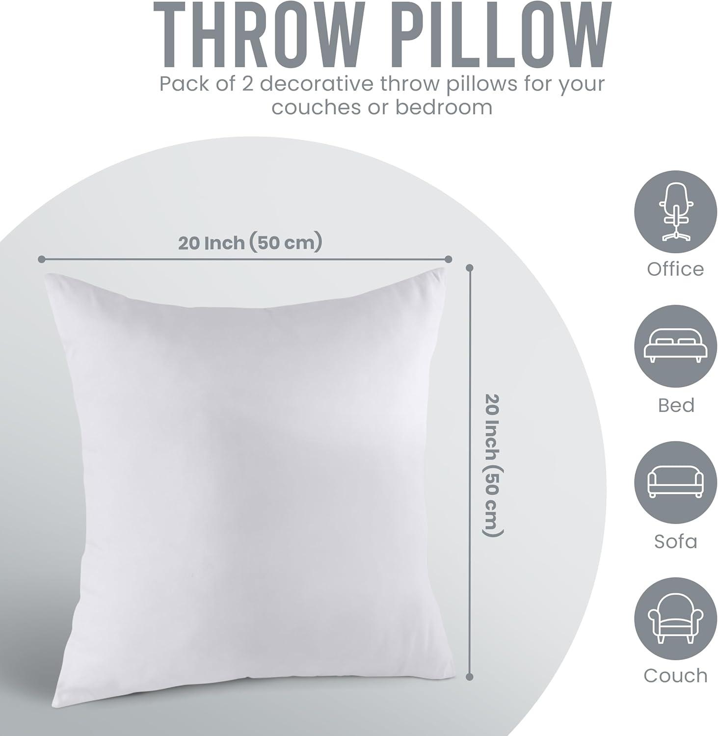 Utopia Bedding 20x20 White Throw Pillow Inserts (Set of 2) – Decorative Pillows for Bed & Couch