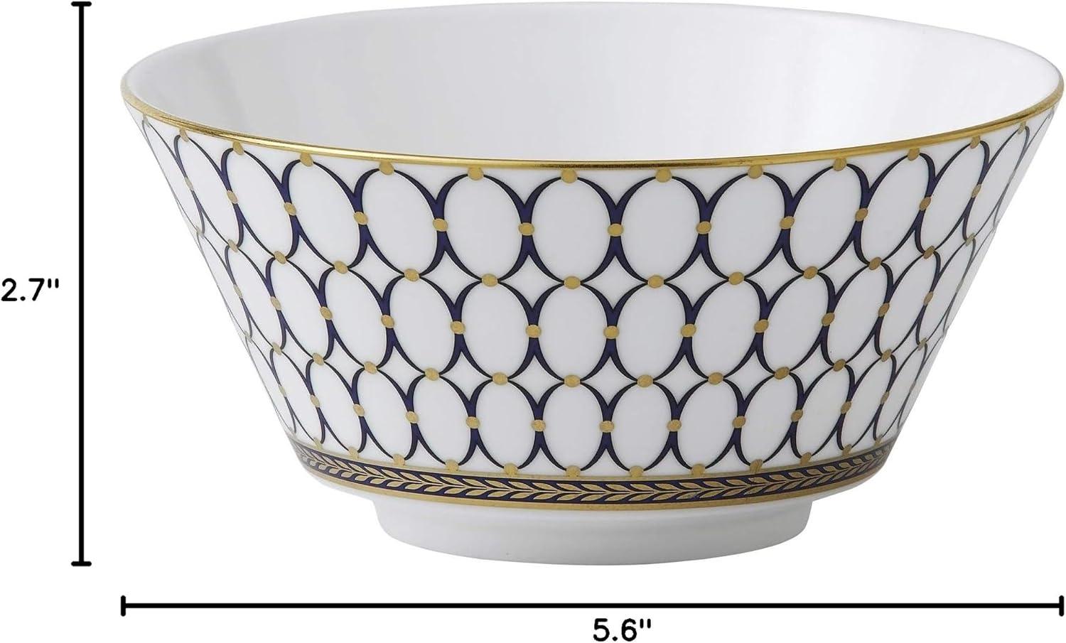 Navy and Gold Geometric Ceramic Cereal Bowl