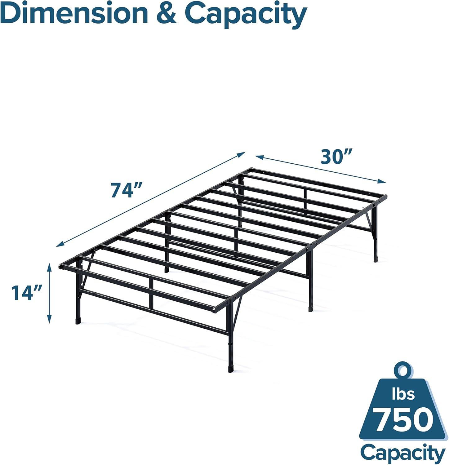 14" SmartBase Compack Mattress Foundation Black - Zinus