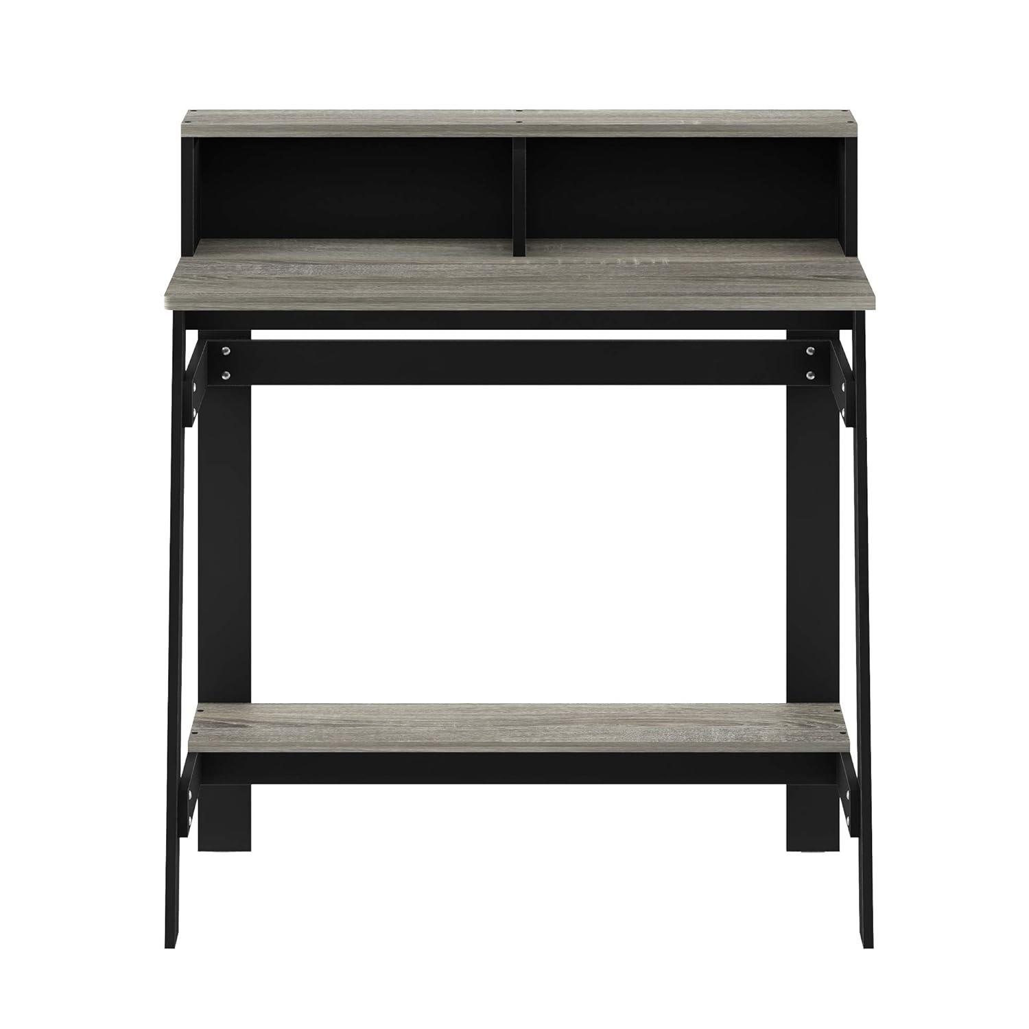 Furinno 31.6" Small Industrial Computer Desk Home Office Study Writing Desk with Open Shelf,Black/French Oak