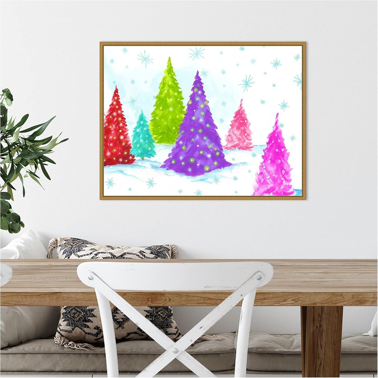 Amanti Art Magic Christmas Trees II by PI Studio Canvas Wall Art Print Framed 24 x 18-in.