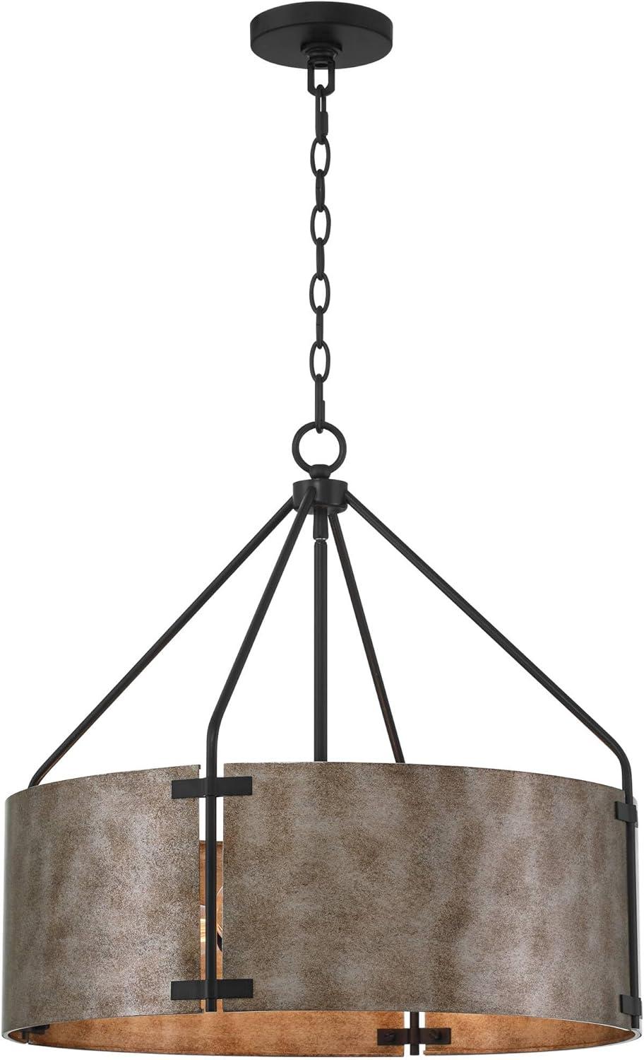 Julian 22'' Black and Silver Drum Pendant Chandelier