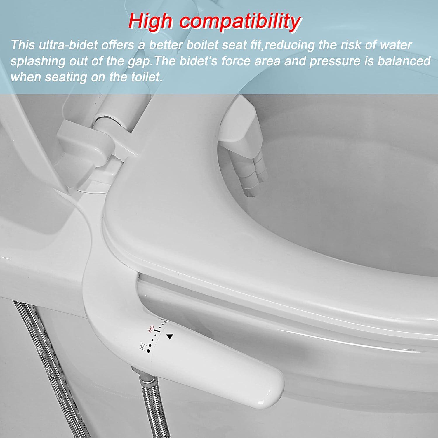 Bidet Attachment for Toilet - WITHLENT Ultra-Slim Bidet Non-Electric Dual Nozzle(Frontal & Rear Wash) Adjustable Water Pressure, Fresh Water Bidet Toilet Seat Attachment + Portable Bidet