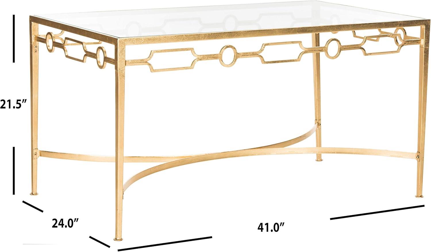 SAFAVIEH Lura Gold Leaf Retro Coffee Table, Gold/Clear