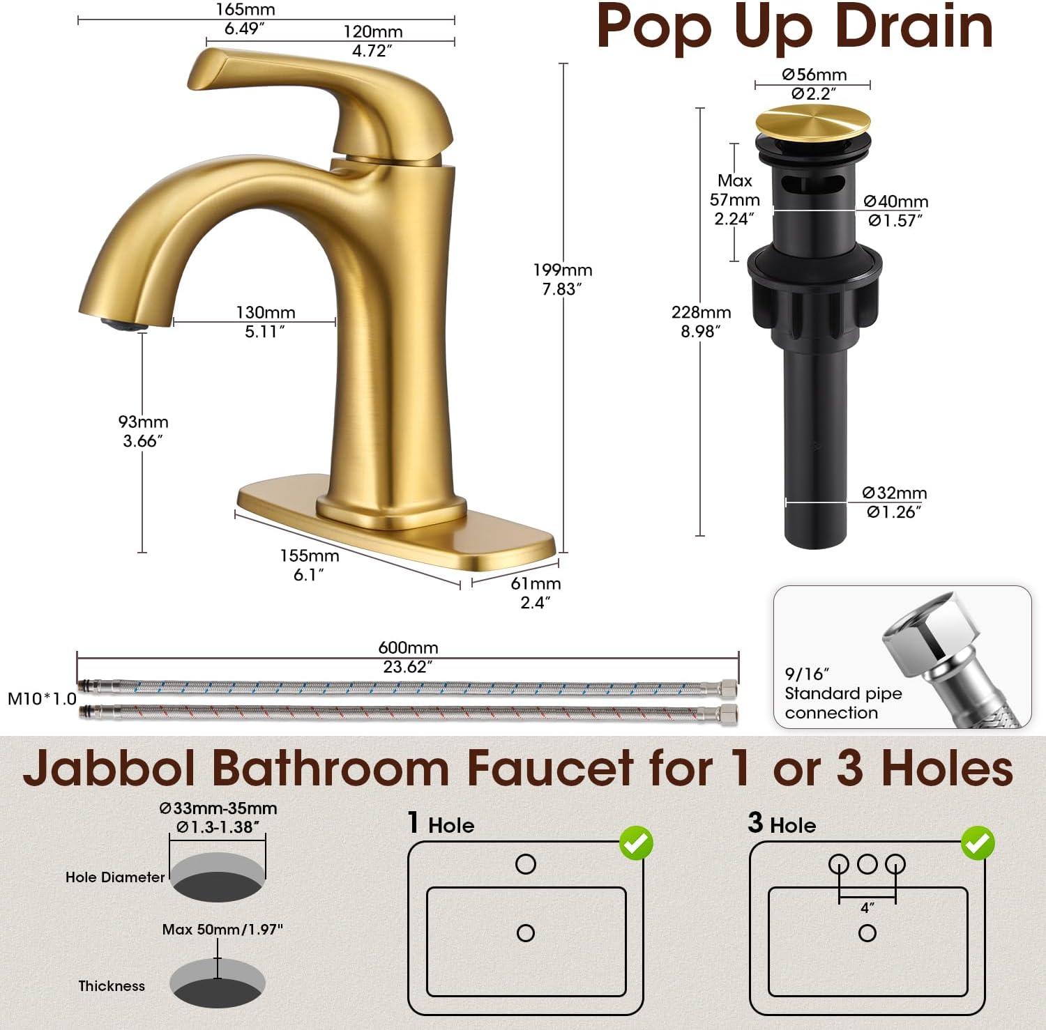 Reidville Brushed Gold Single Handle Bathroom Faucet with Deck Plate