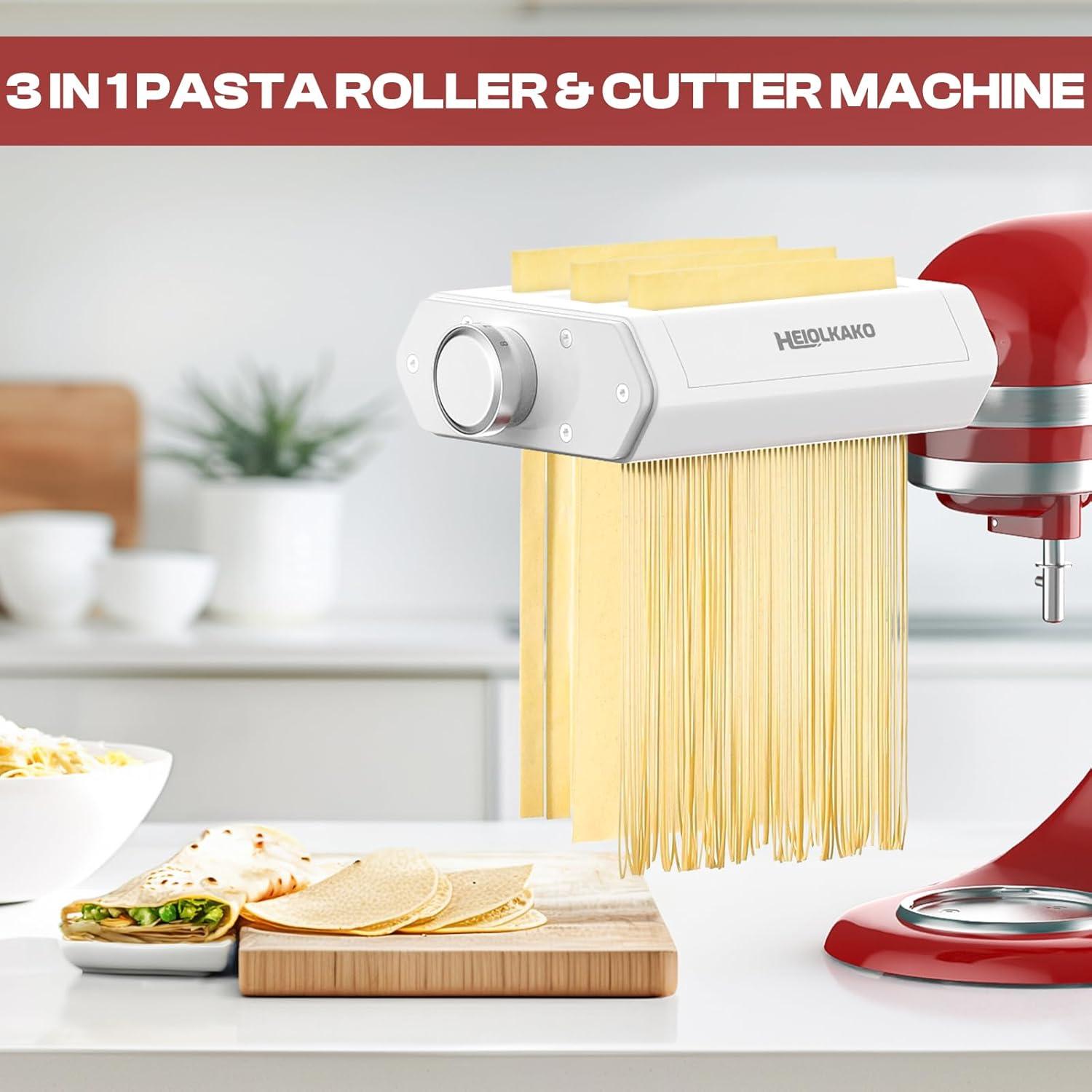 White Stainless Steel 3-in-1 Pasta Maker Attachment for KitchenAid