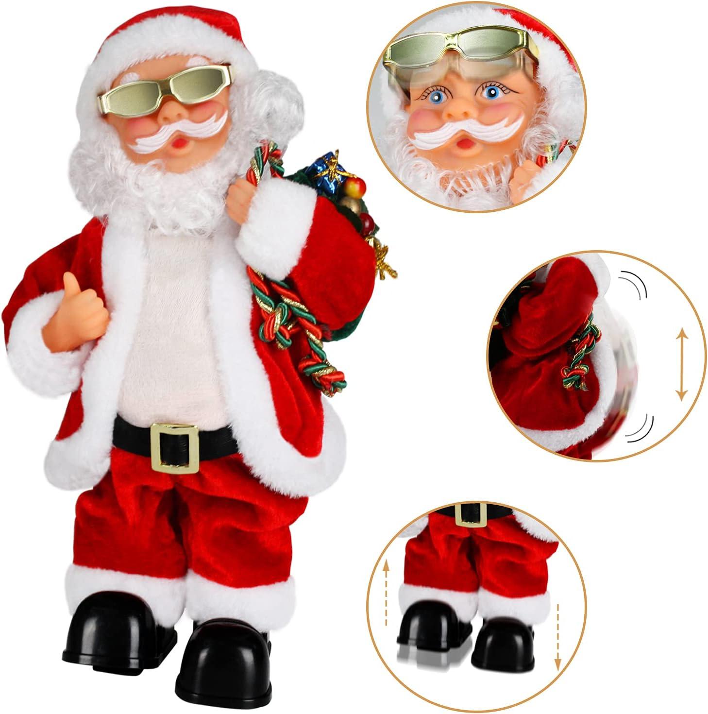 SdeNow Animated Santa Claus Musical Singing Dancing Stuffed Christmas Santa Toys Plush Electric Dolls for Kids