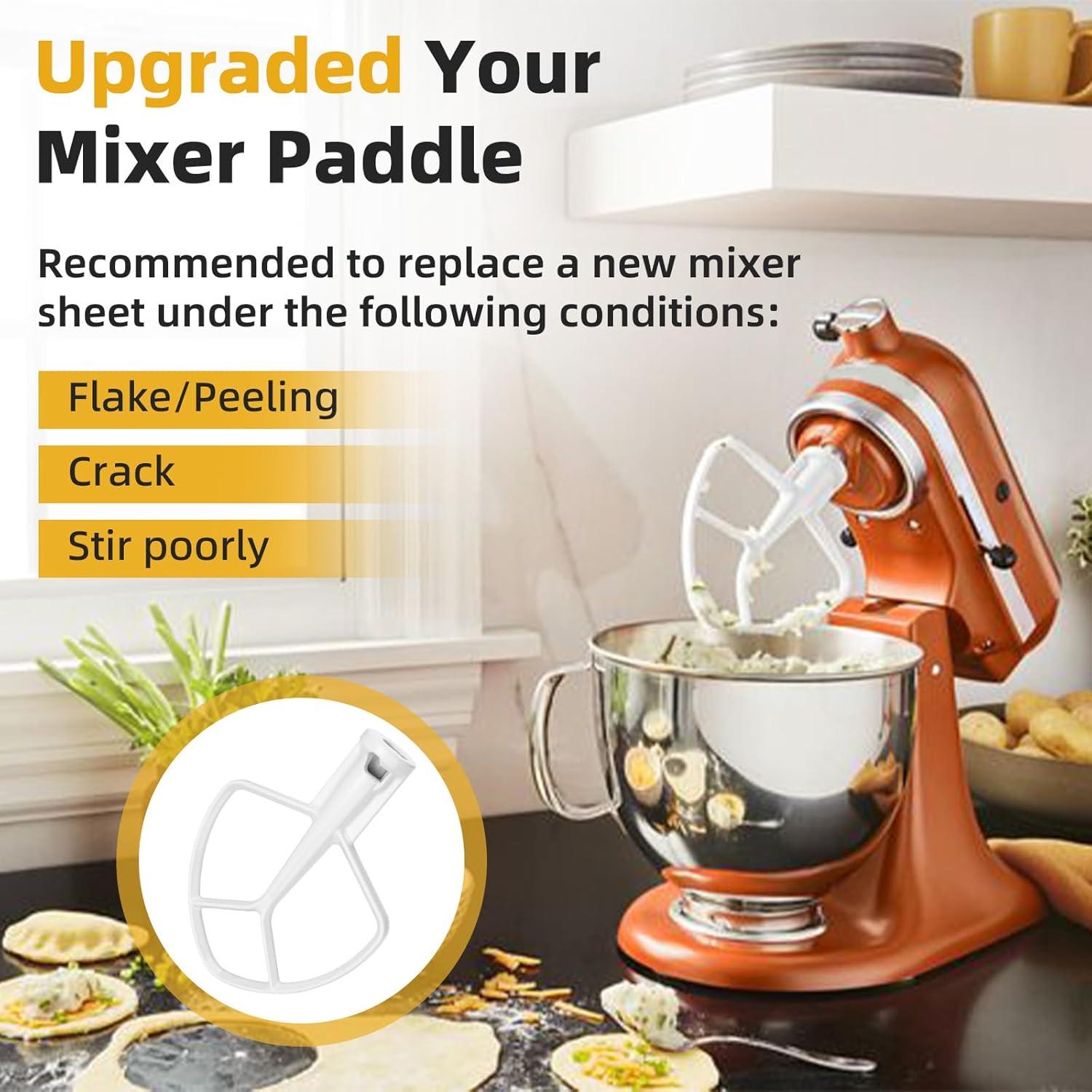 K5AB K5SS Coated Flat Beater Replacement for Kitchenaid 5 Qt Bowl Mixer K4 K5 KP50 KSM5 KSM50 KSM500PS KSM450, Paddle Attachment for Kitchenaid Mixer