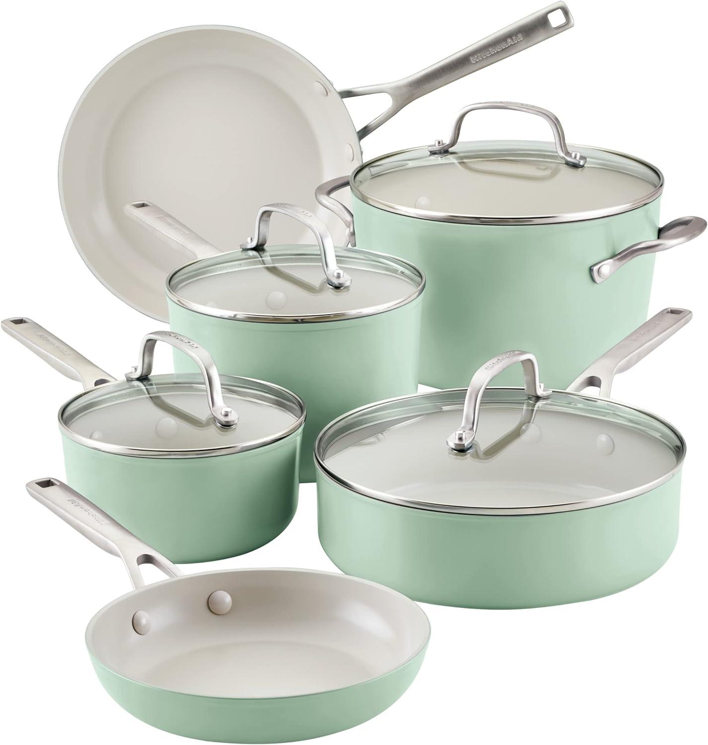 KitchenAid ® Pistachio Hard-Anodized Ceramic Non-Stick 10-Piece Cookware Set