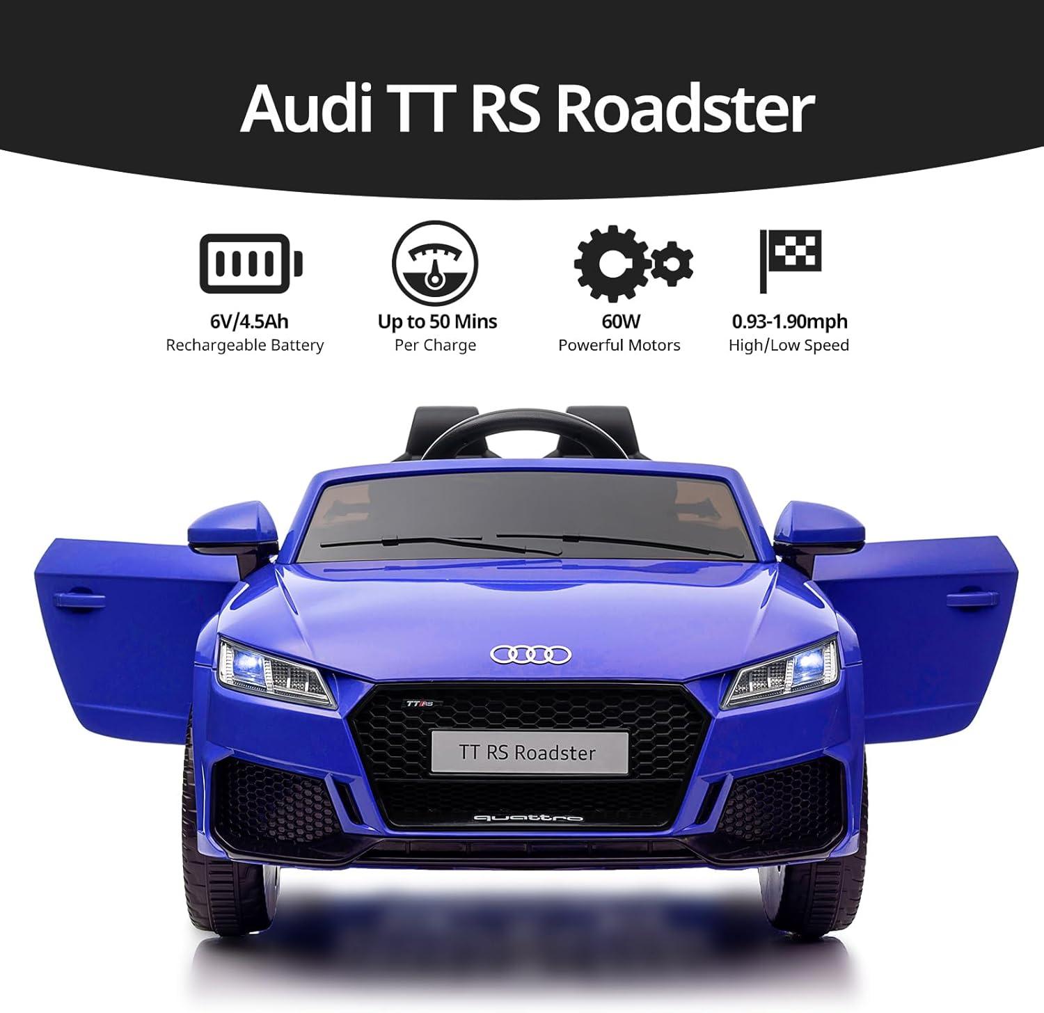 Electric Car for Kids, Licensed Audi 6V Ride on Toy Car for Toddlers with Remote, Bluetooth