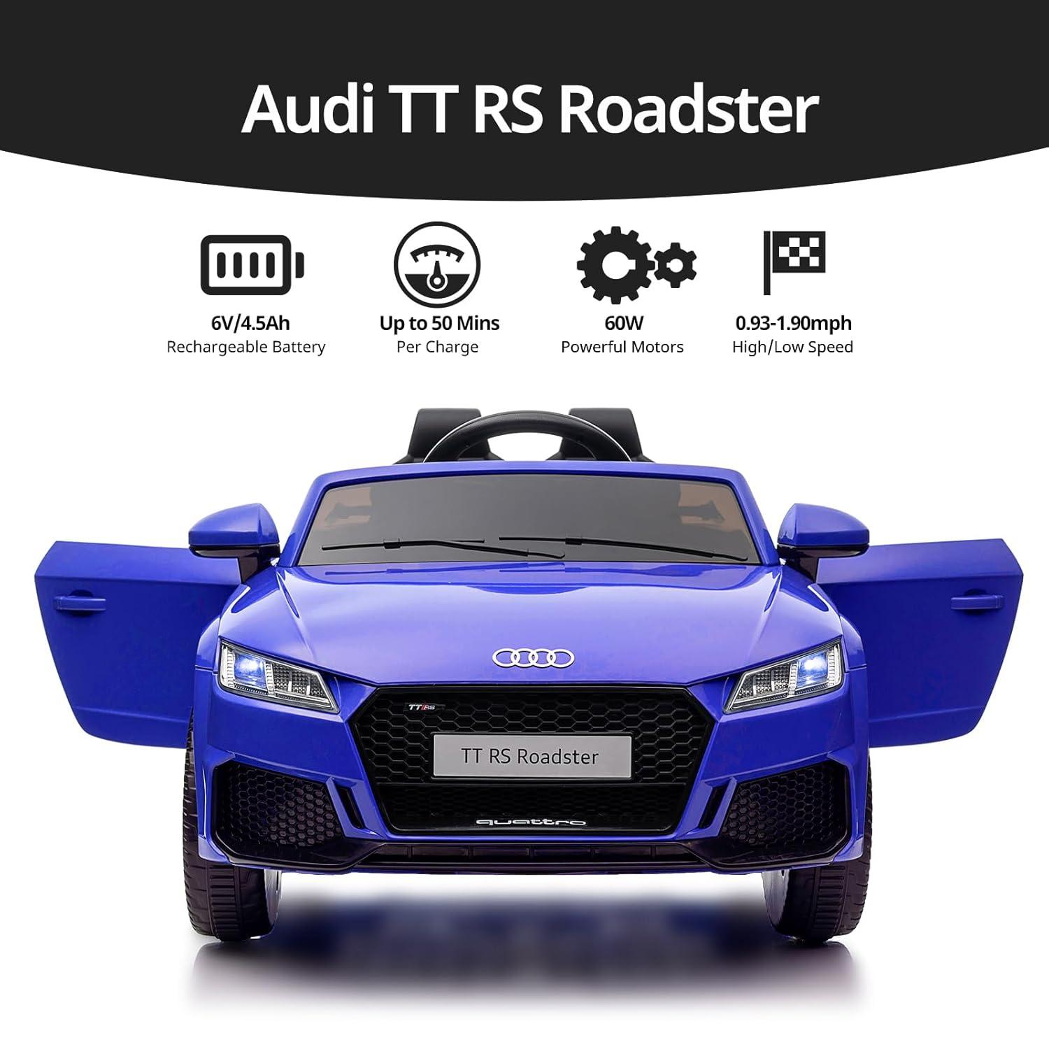 Hikiddo Electric Ride on Car for Kids, Licensed Audi 12V 7Ah Kids Ride-on Toy for Toddlers 2-5 Girl with Remote, Bluetooth - Red