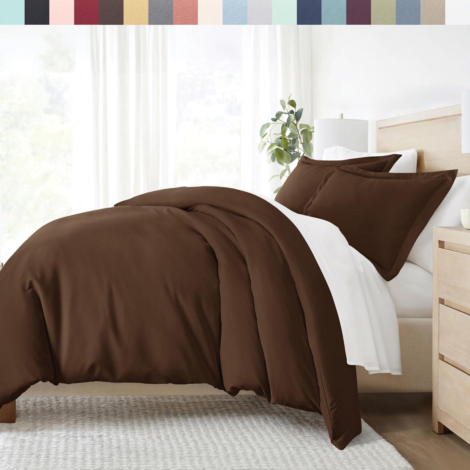 Chocolate 3 Piece Duvet Cover Set Full/Queen, by Simply Soft
