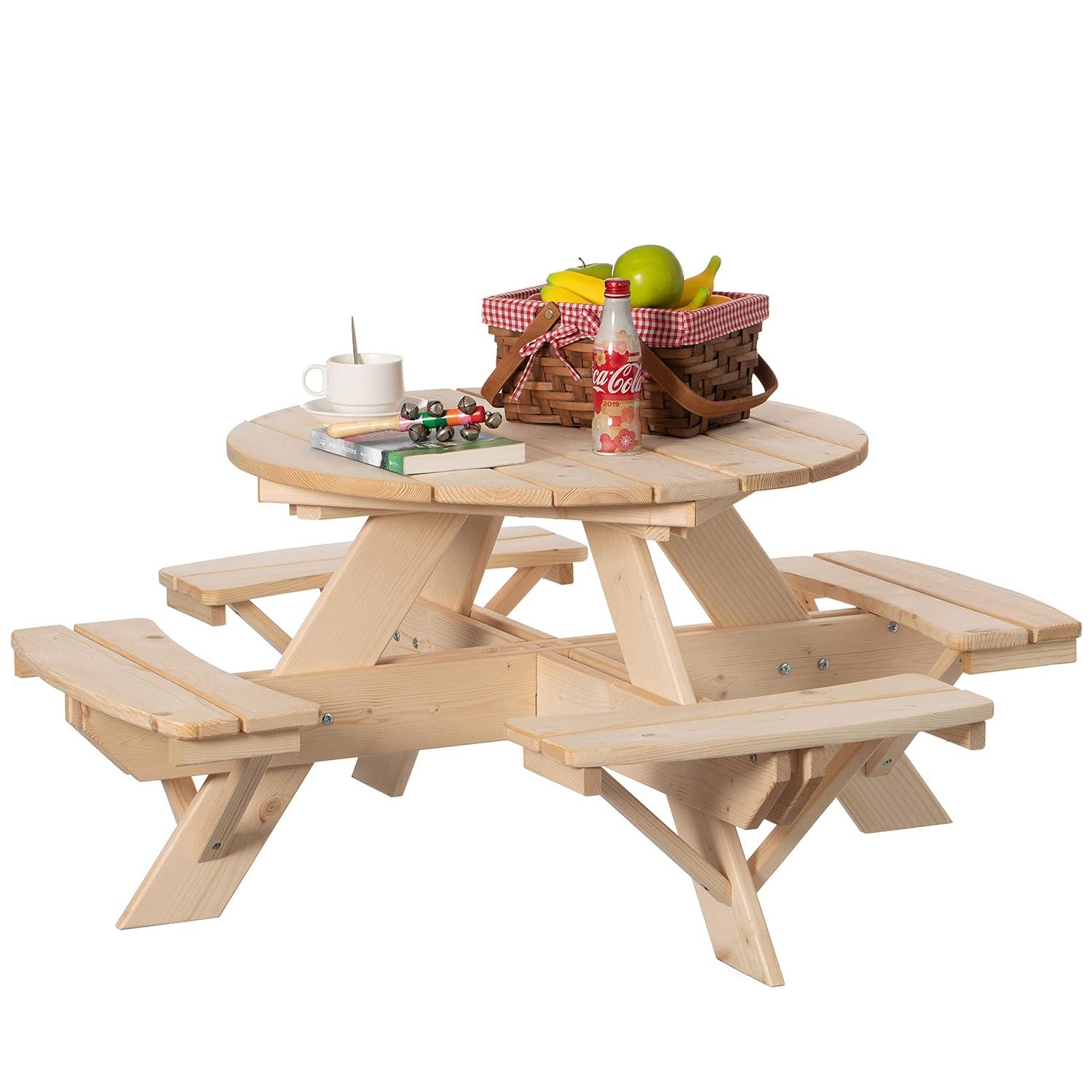 Isabelle & Max™ Admeto Wooden Kids Round Picnic Table Bench, Outdoor Children's Backyard Table, Crafting, Dining, and Playtime Patio Table