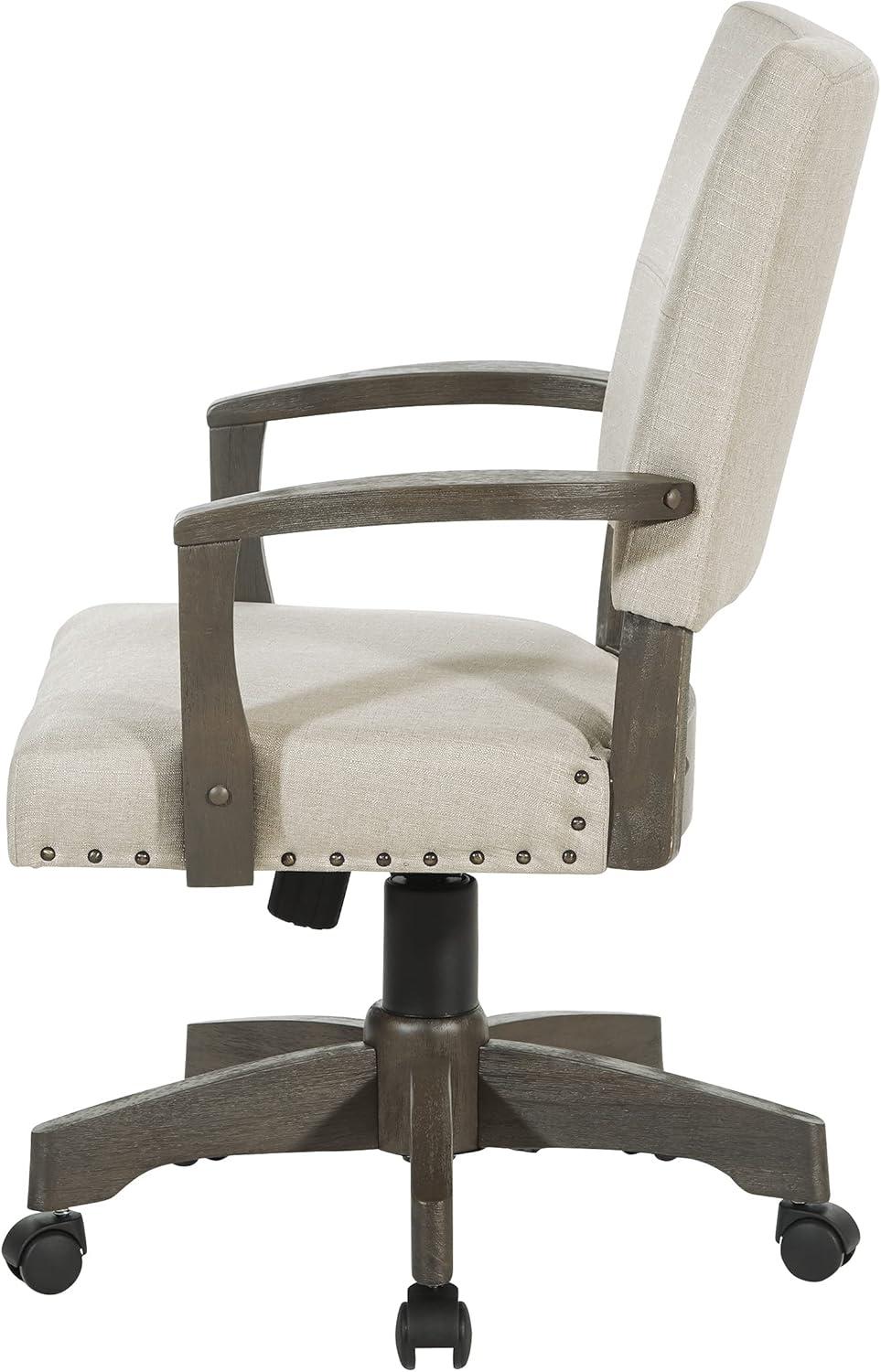 Santina Bankers Chair with Antique Gray Finish and Ivory White Fabric