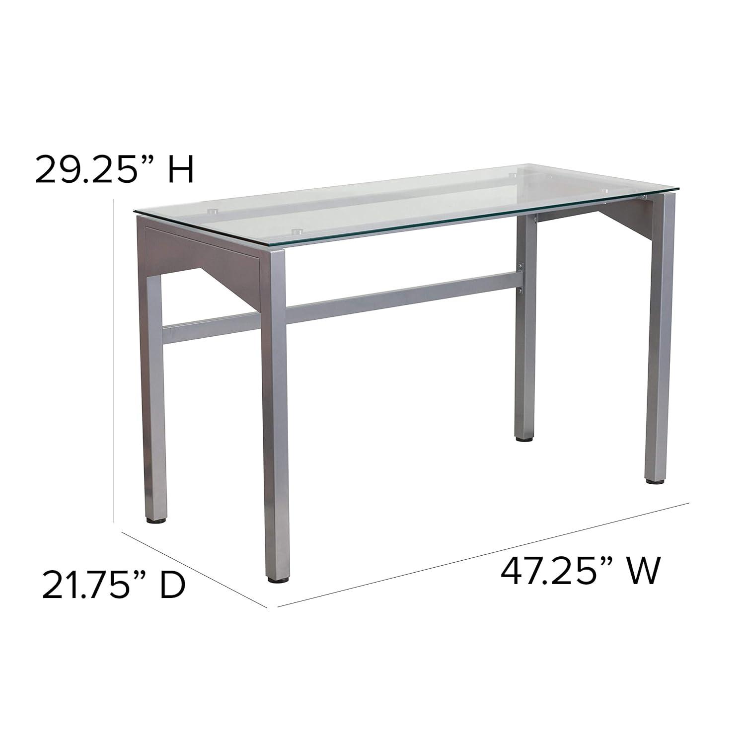 Flash Furniture Contemporary Clear Tempered Glass Desk with Geometric Sides